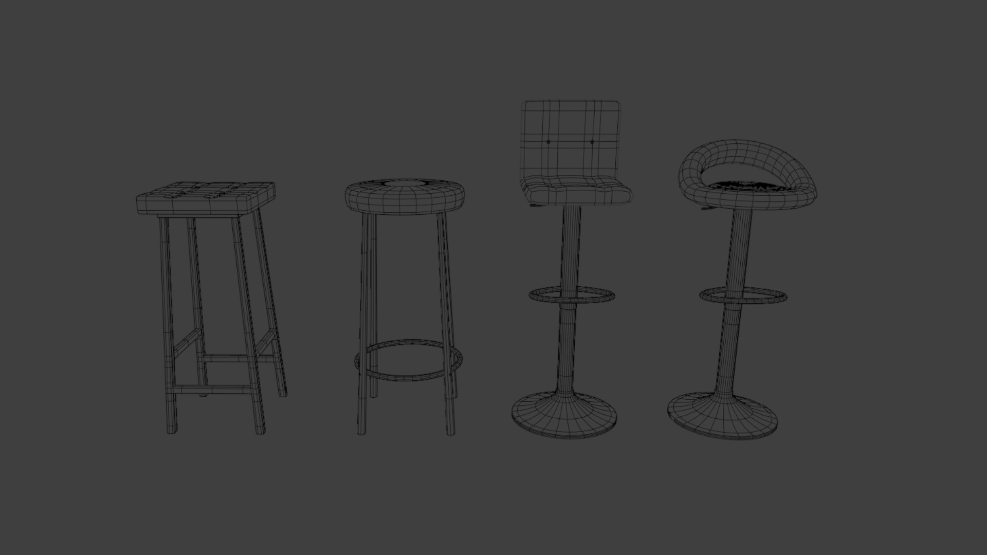 BAR STOOLS LOW-POLY PBR 3D MODEL Low-poly 3D model_8