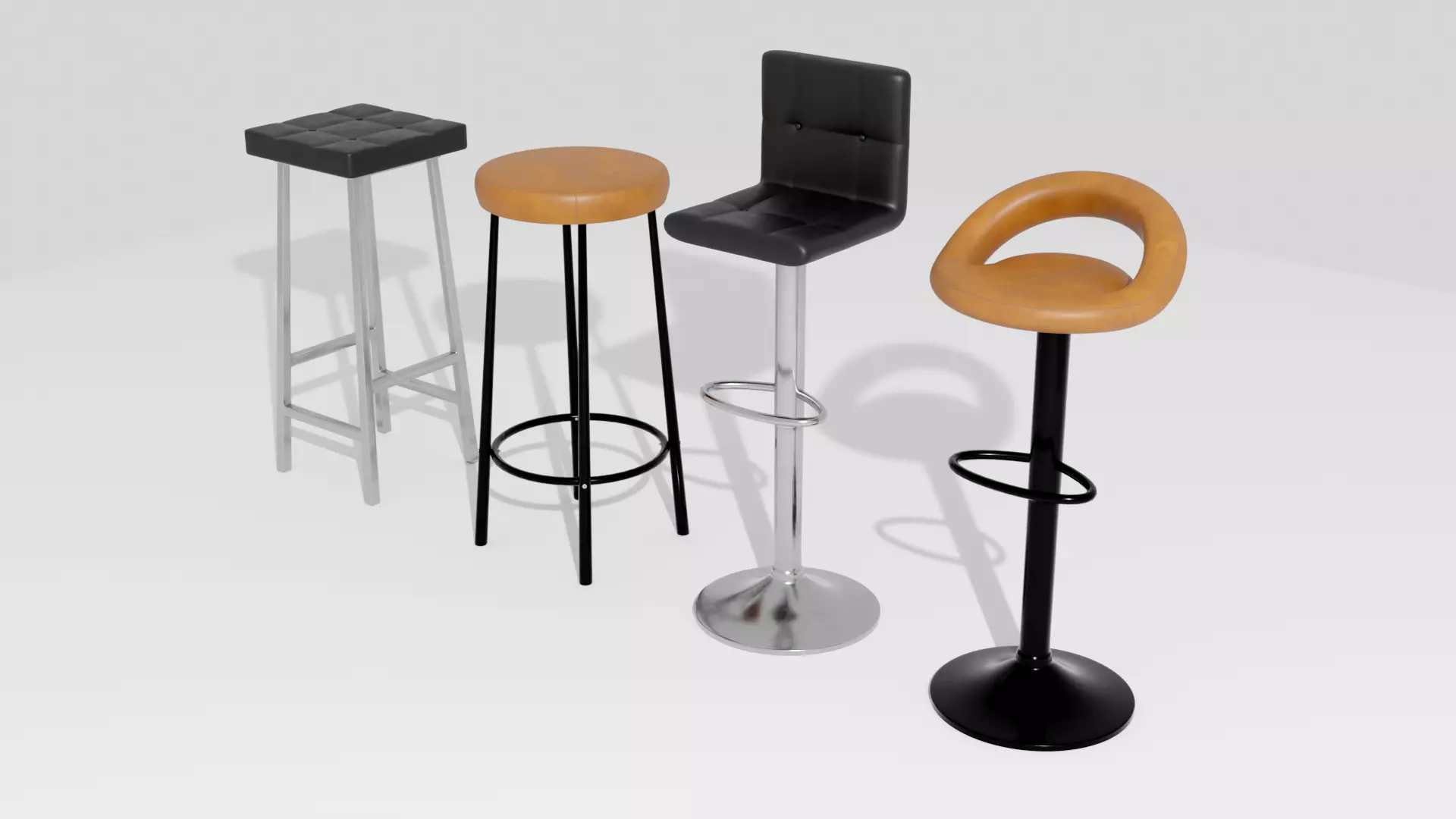 BAR STOOLS LOW-POLY PBR 3D MODEL Low-poly 3D model_0