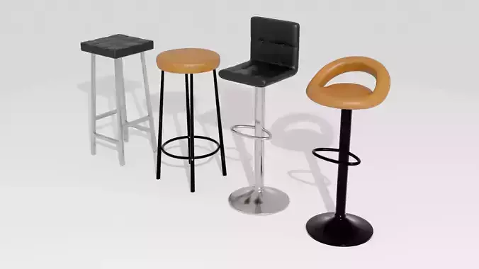 BAR STOOLS LOW-POLY PBR 3D MODEL