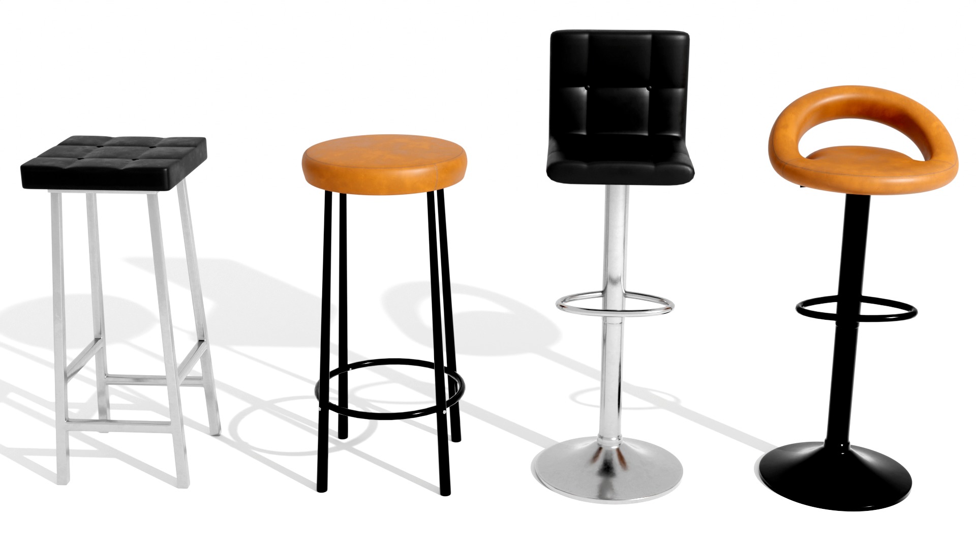 BAR STOOLS LOW-POLY PBR 3D MODEL Low-poly 3D model_2