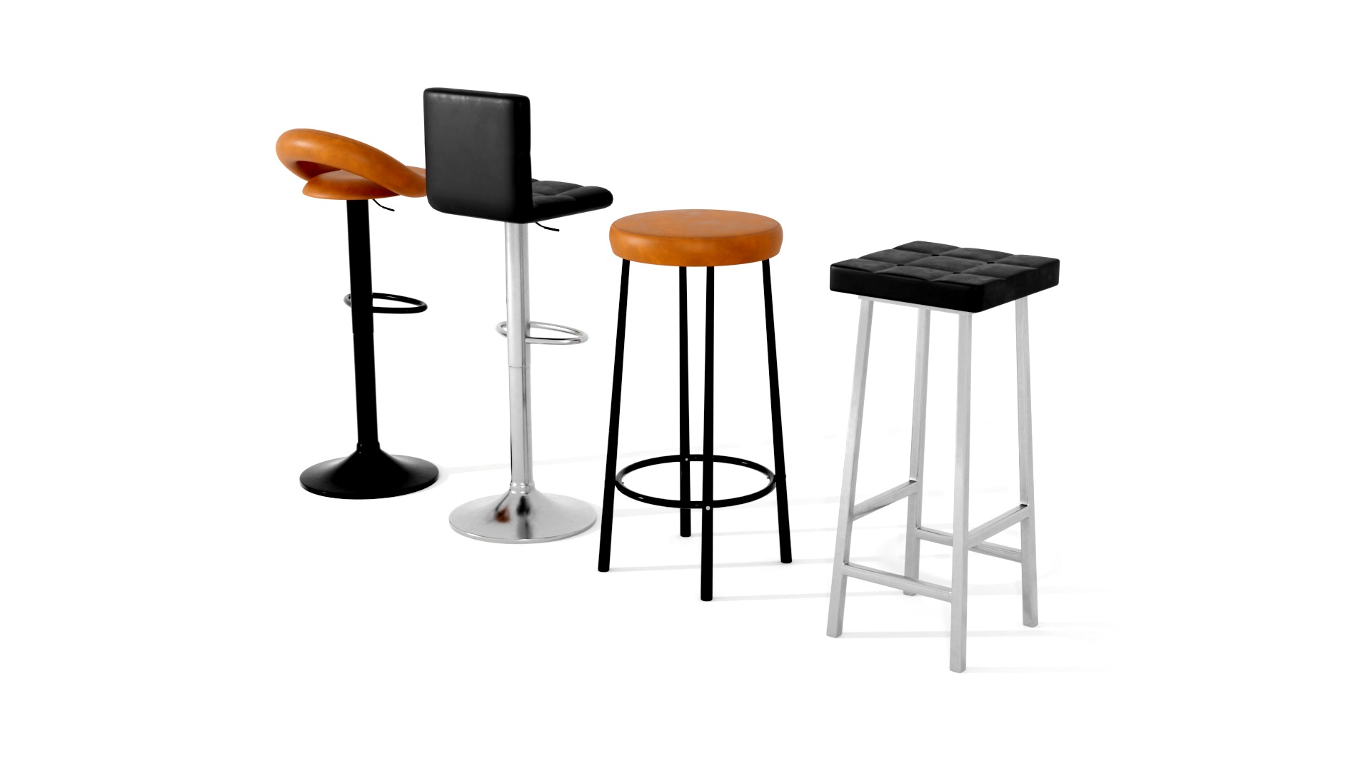 BAR STOOLS LOW-POLY PBR 3D MODEL Low-poly 3D model_4