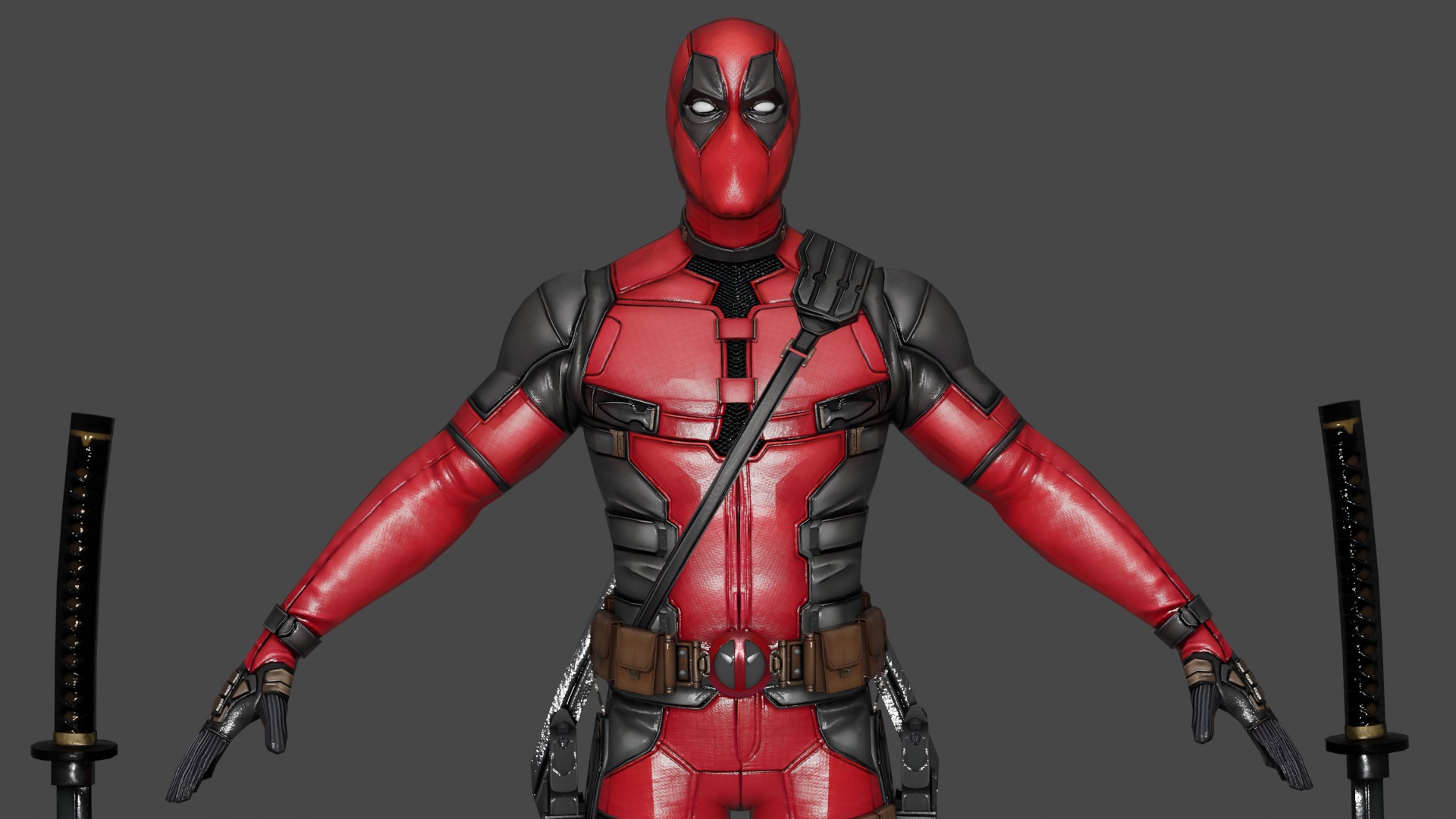 Deadpool Low-poly 3D model_1