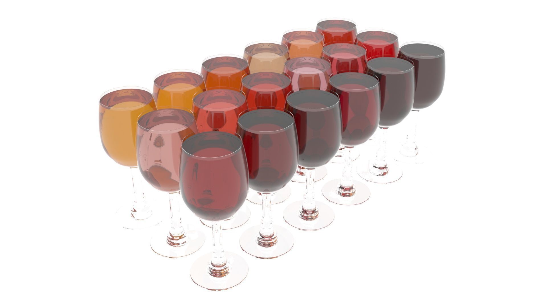Glass of Wines Set 3D model_12