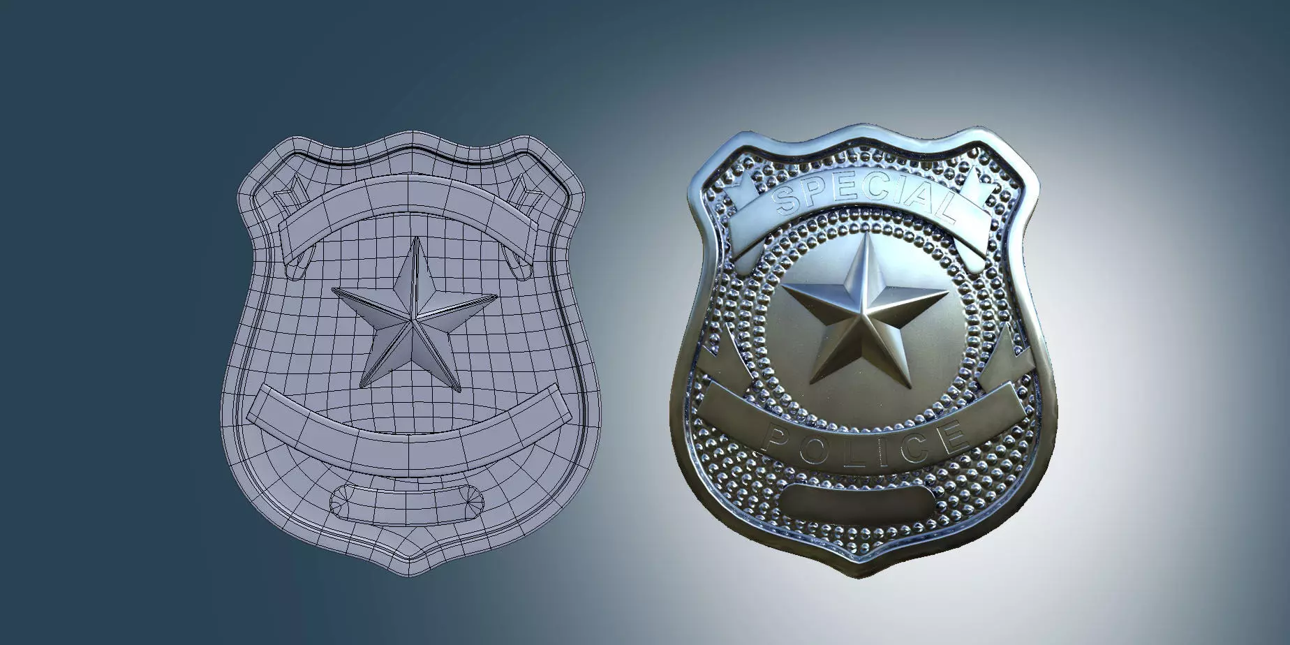 special police badge 3D model_0