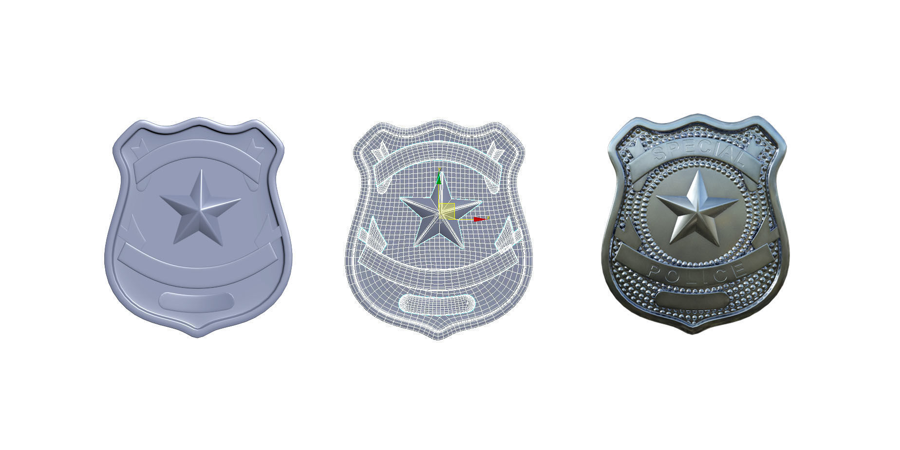 special police badge 3D model_2