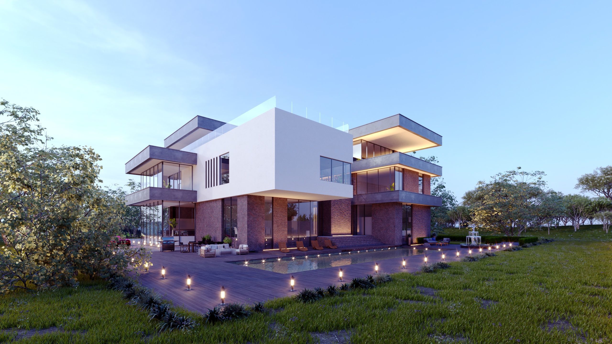 Villa prototype modern house furnished clash free underground 3D model_4