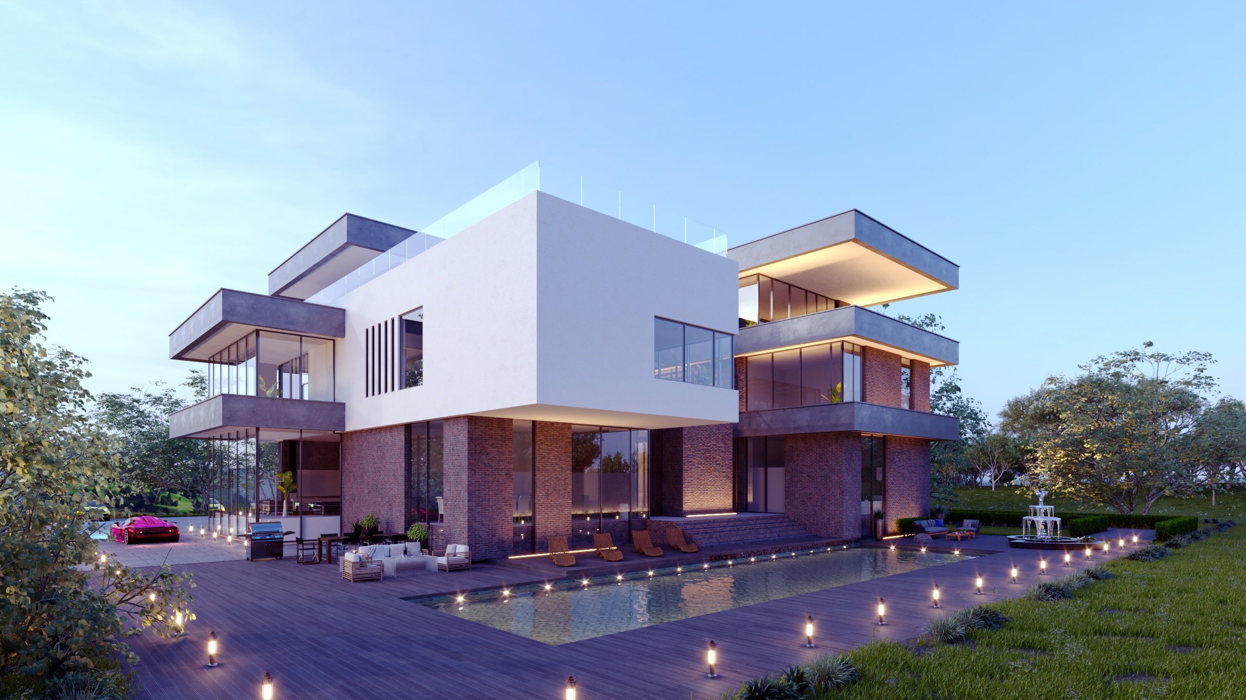 Villa prototype modern house furnished clash free underground 3D model_8