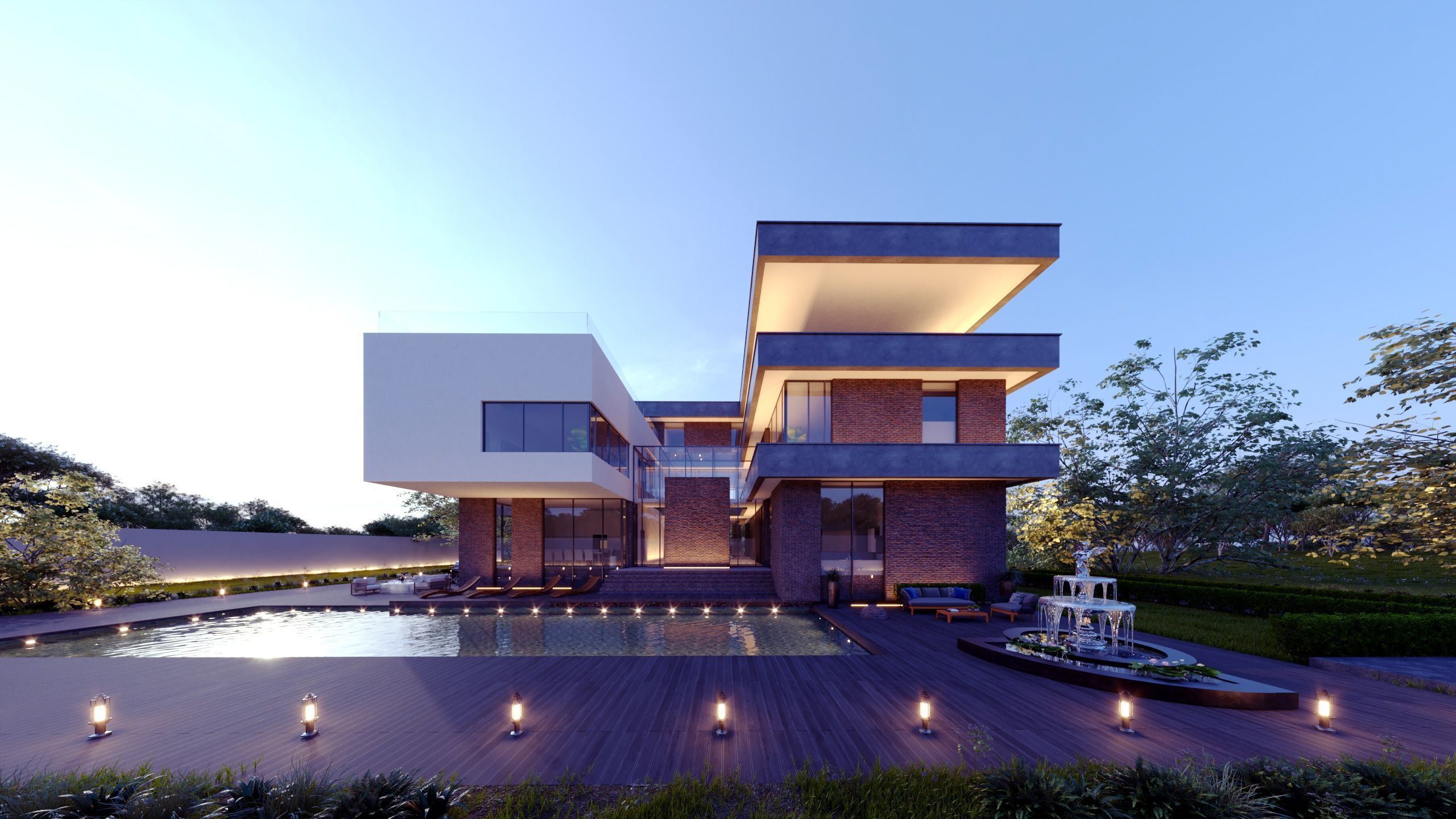 Villa prototype modern house furnished clash free underground 3D model_7