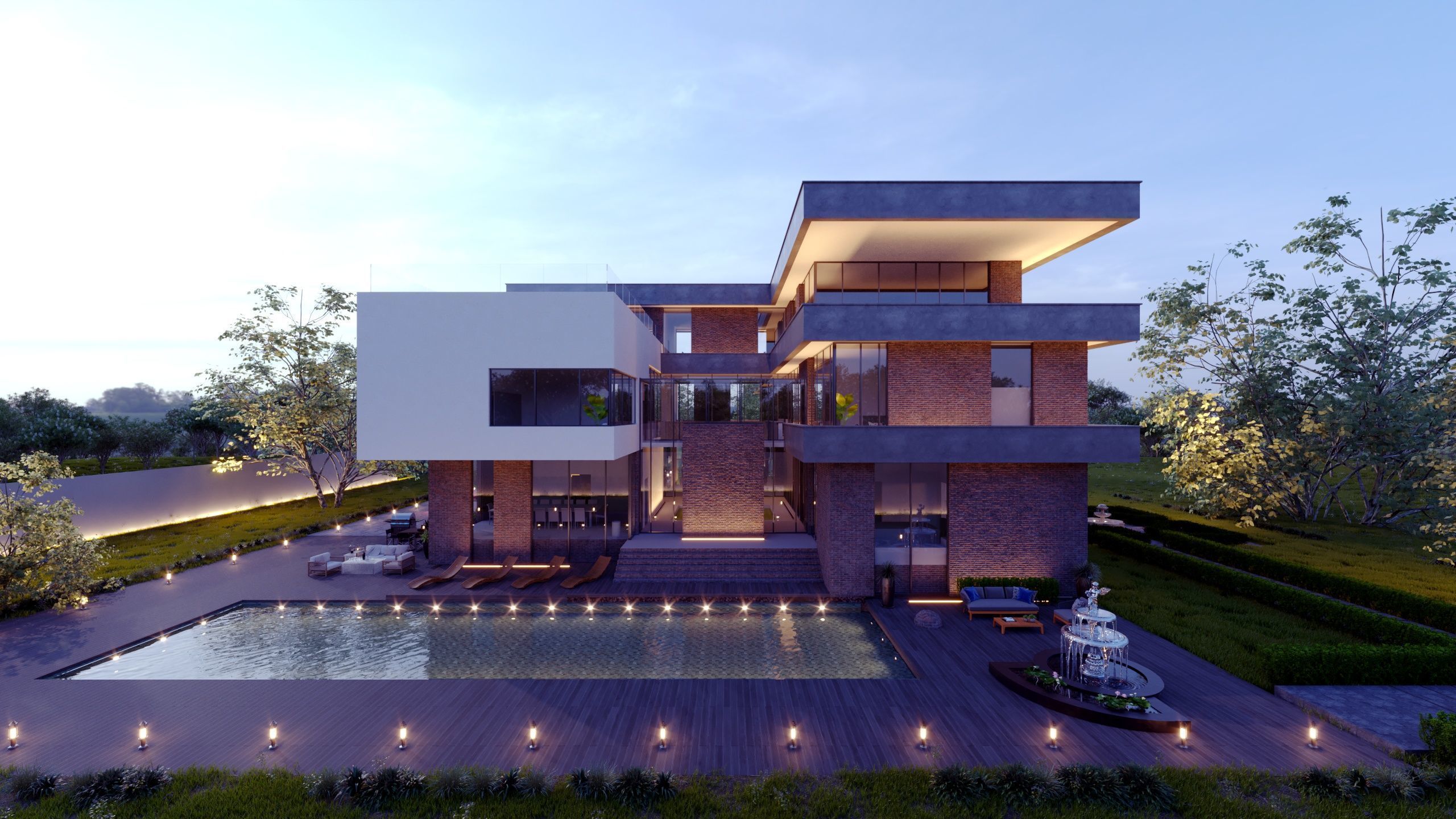 Villa prototype modern house furnished clash free underground 3D model_5