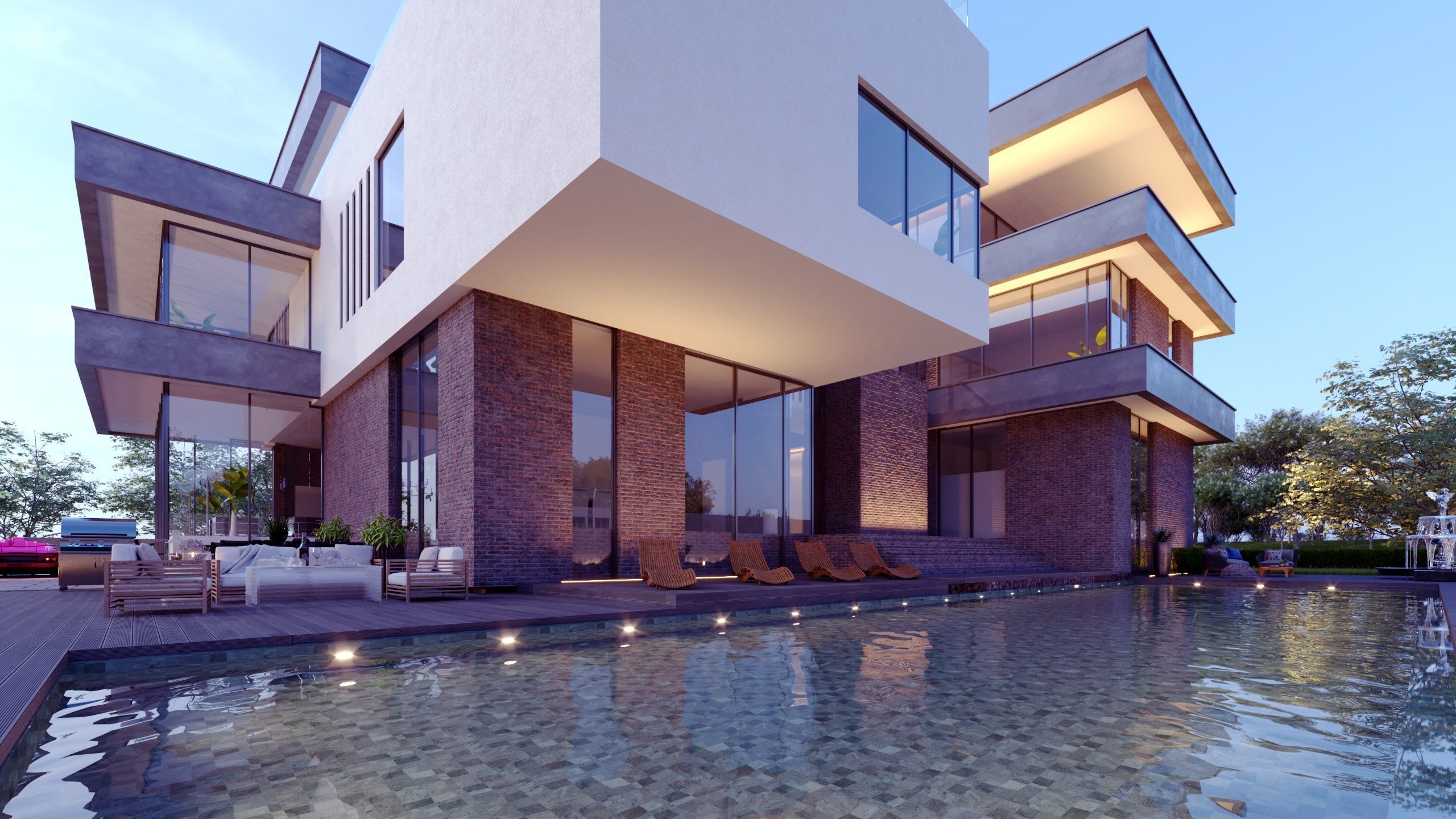 Villa prototype modern house furnished clash free underground 3D model_6