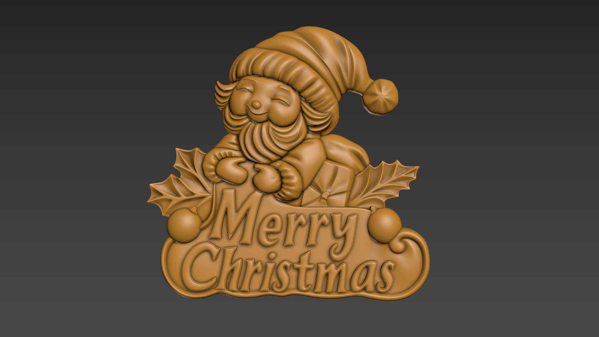 Merry Christmas Santa Claus 3D Relief 3D print model_2