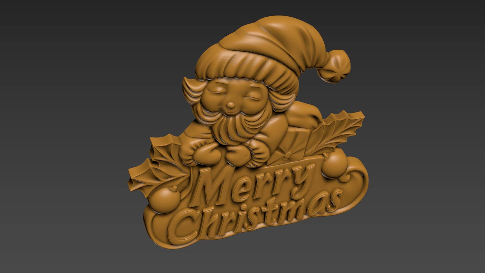 Merry Christmas Santa Claus 3D Relief 3D print model_10