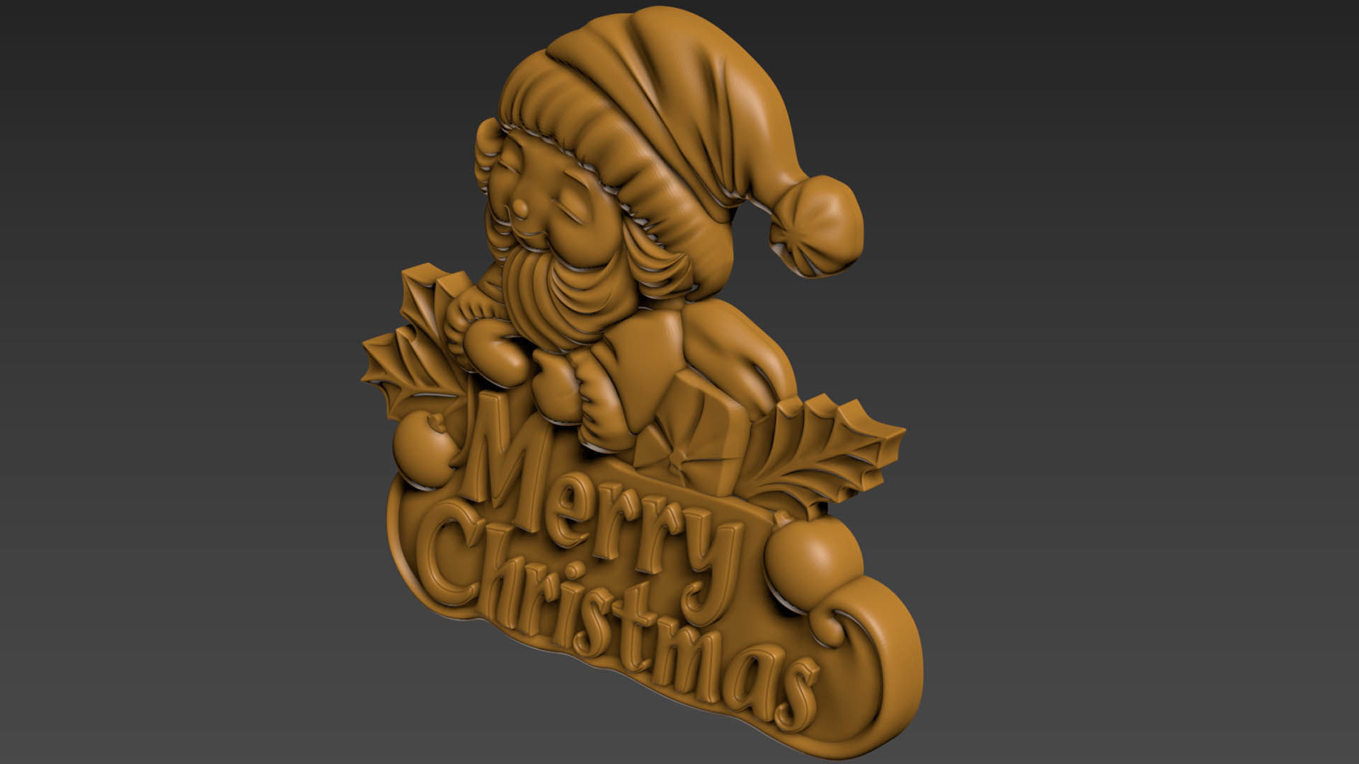Merry Christmas Santa Claus 3D Relief 3D print model_12