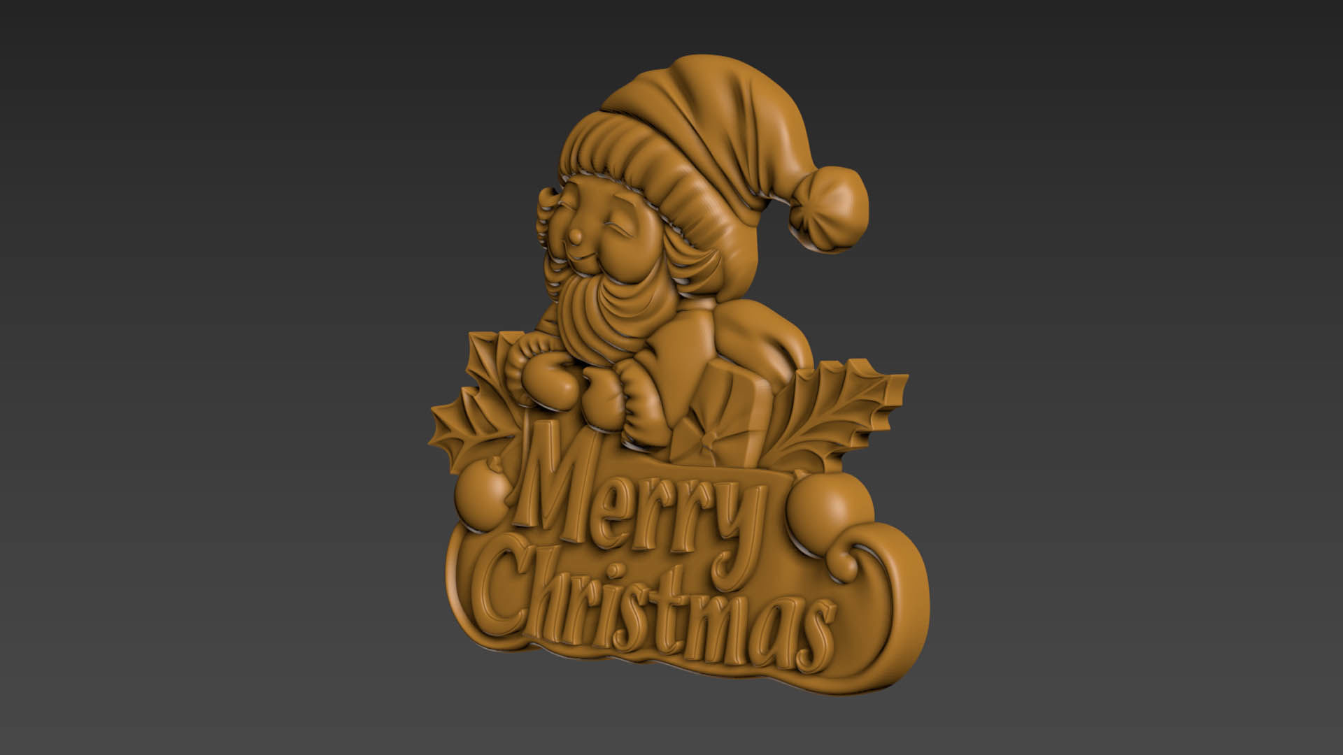 Merry Christmas Santa Claus 3D Relief 3D print model_9