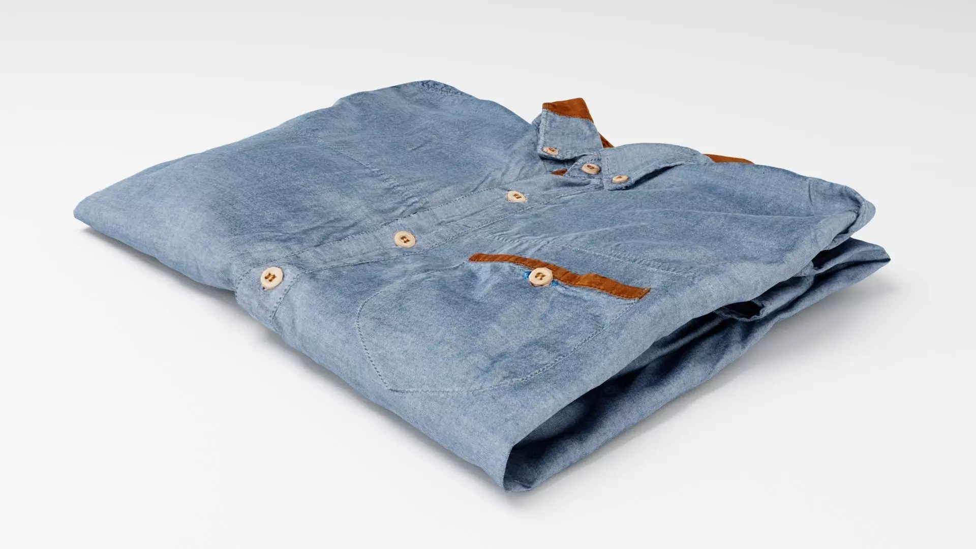 Blue generic folded shirt with business style 3D model_0