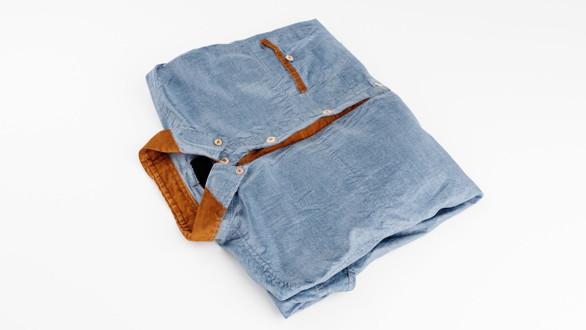 Blue generic folded shirt with business style 3D model_3