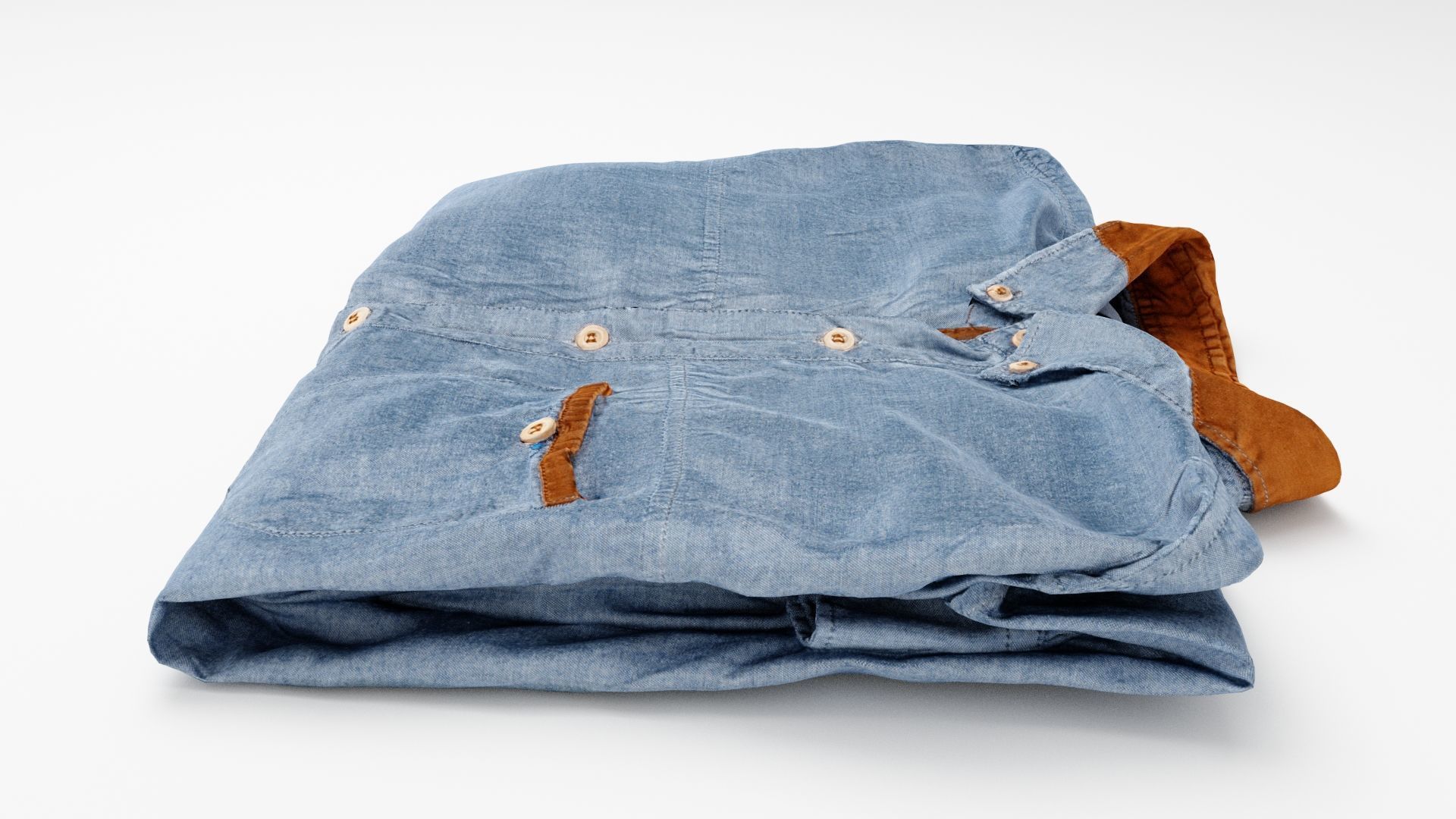 Blue generic folded shirt with business style 3D model_1