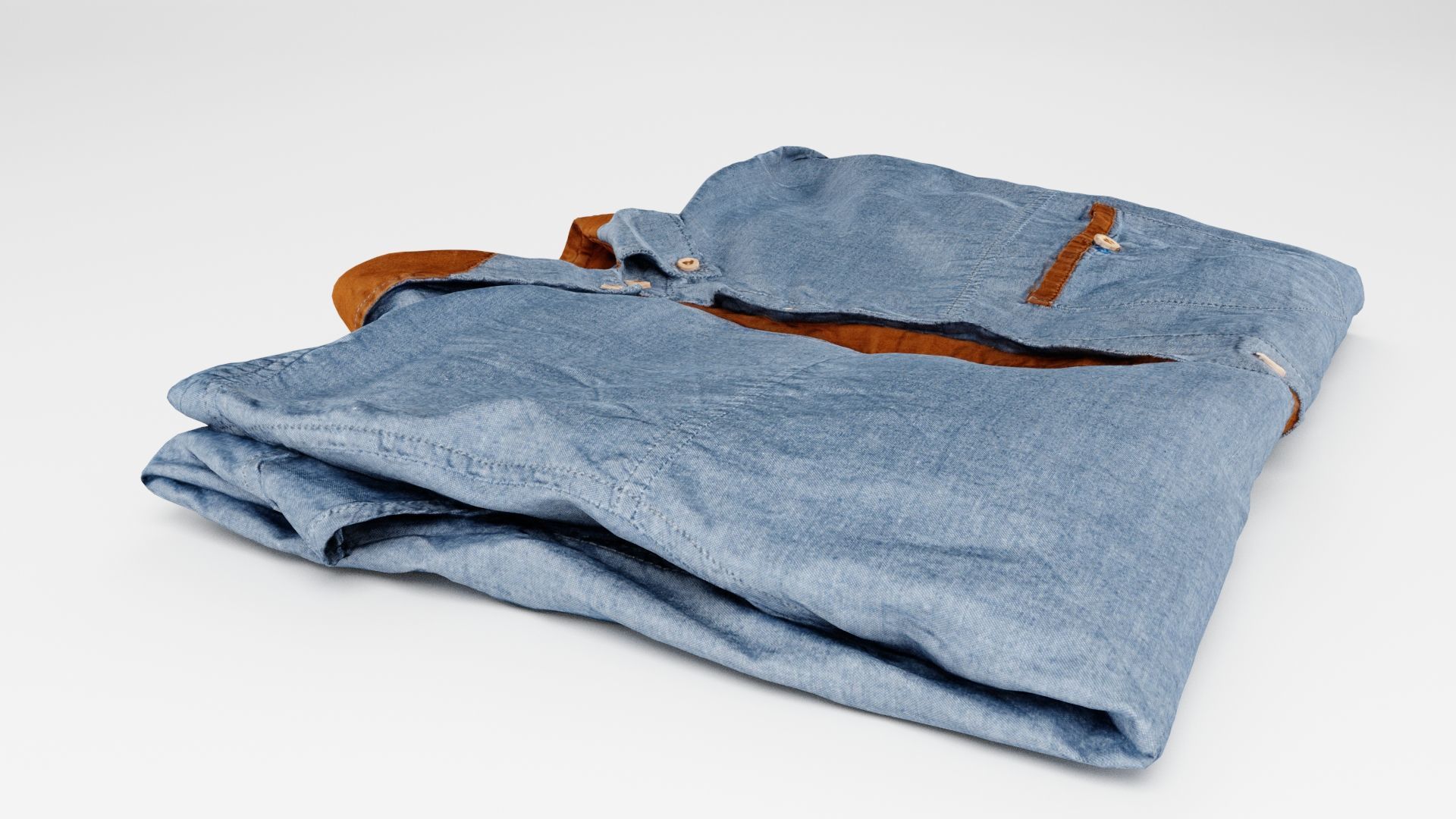 Blue generic folded shirt with business style 3D model_4