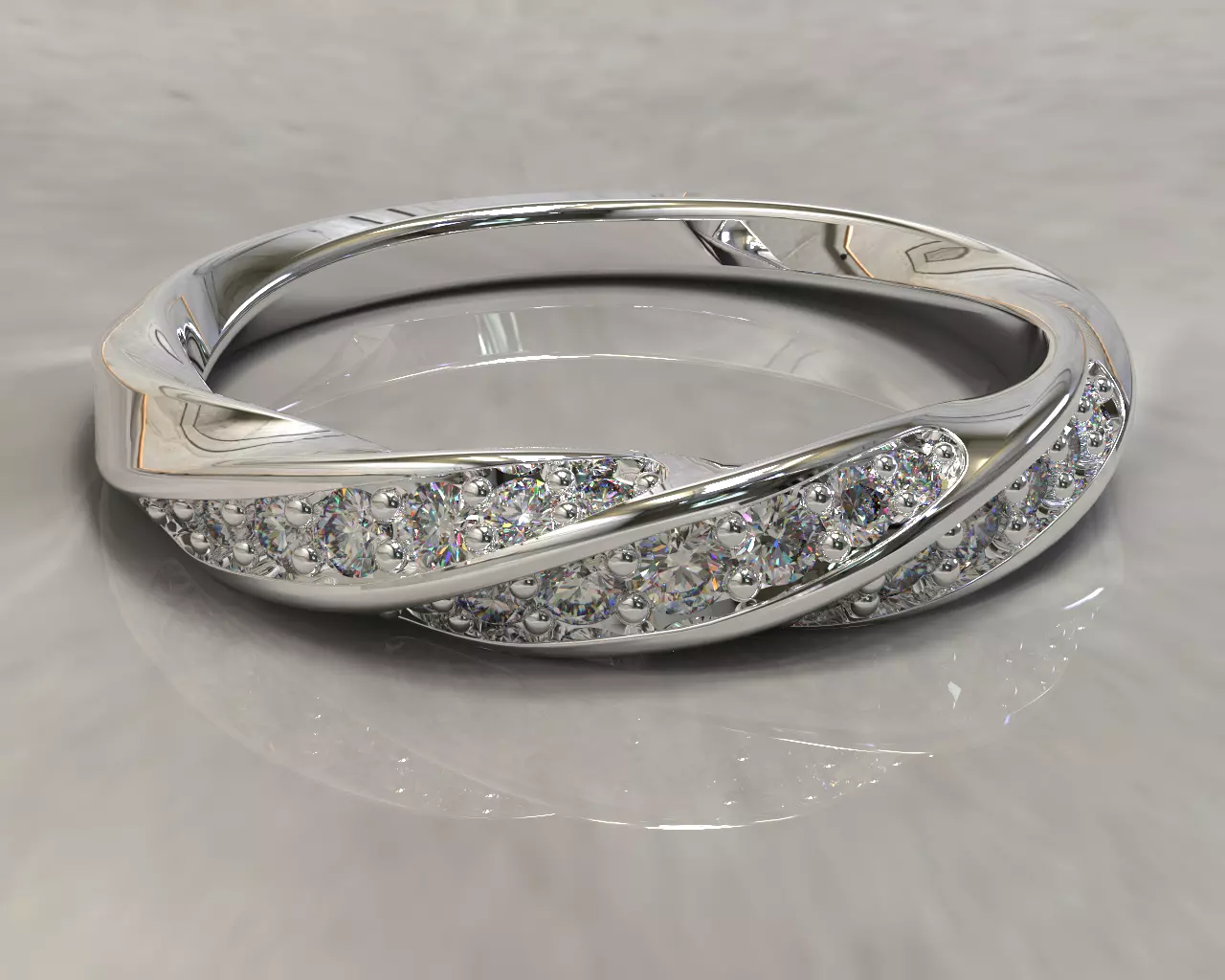 Diamond set twist engagement ring 3D print model
