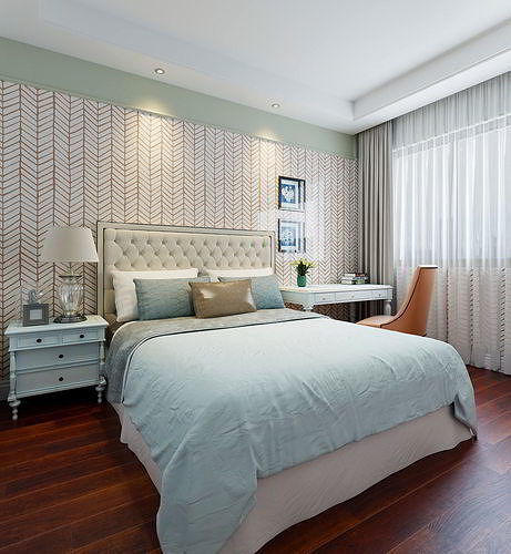 Double bed 3D Model - European Bedroom 3D model