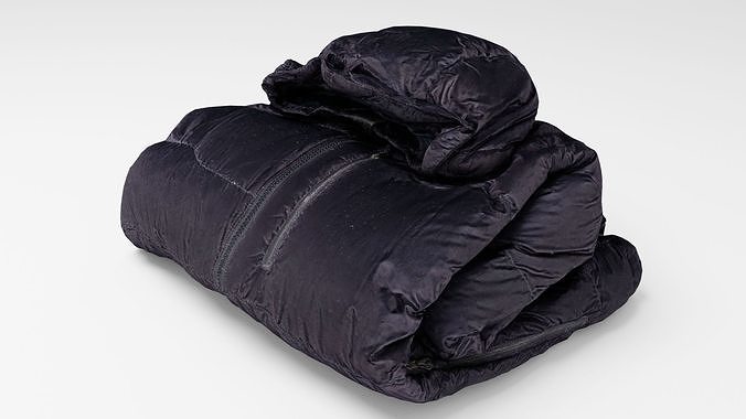 Black down casual winter jacket generic folded for sport hiking  3D model