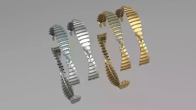 Rectangular Twisted Gold bracelet 3D print model
