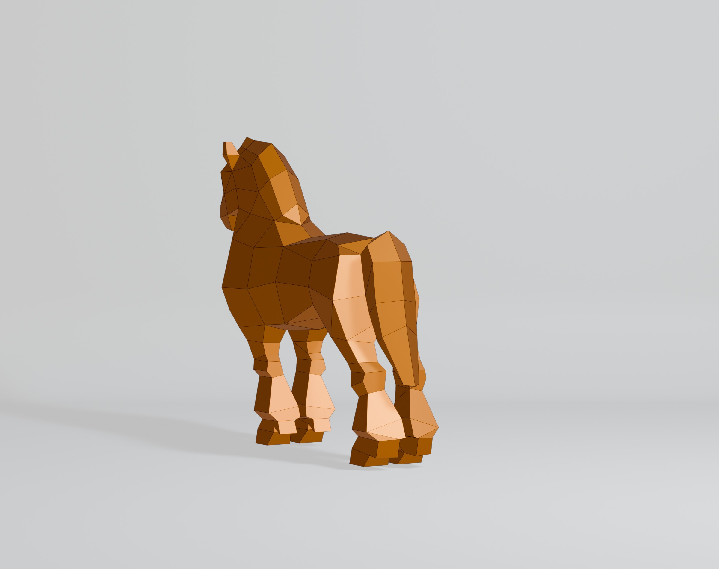 Polygonal Shire Horse 3D model_10