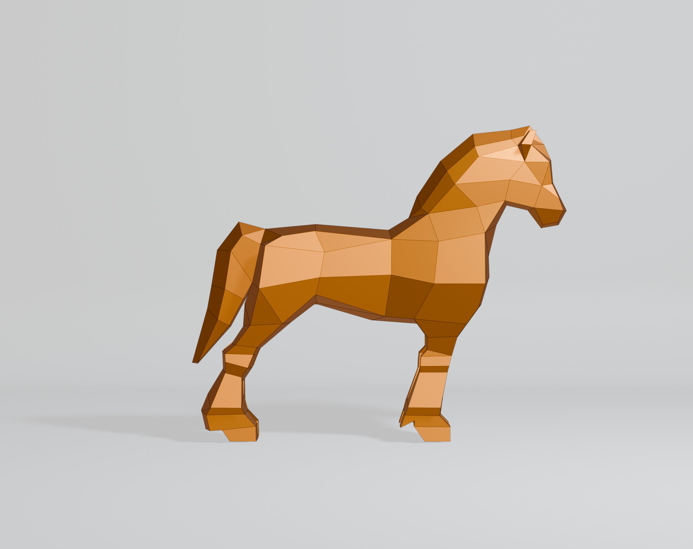 Polygonal Shire Horse 3D model_6