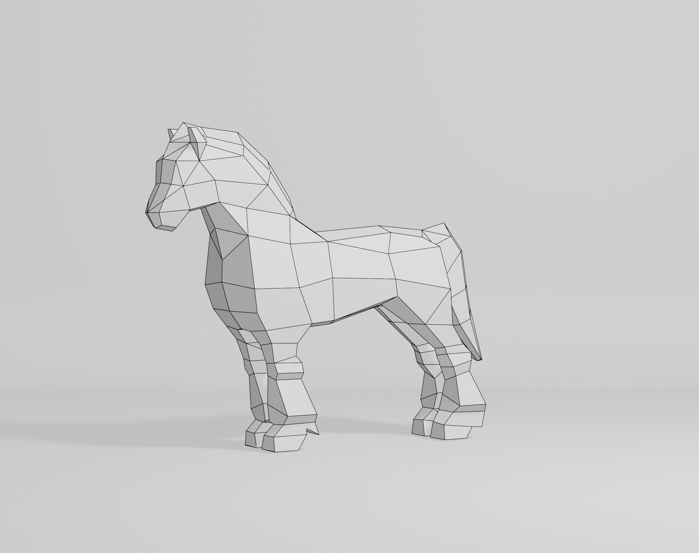 Polygonal Shire Horse 3D model_13
