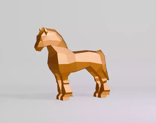 Polygonal Shire Horse 3D model