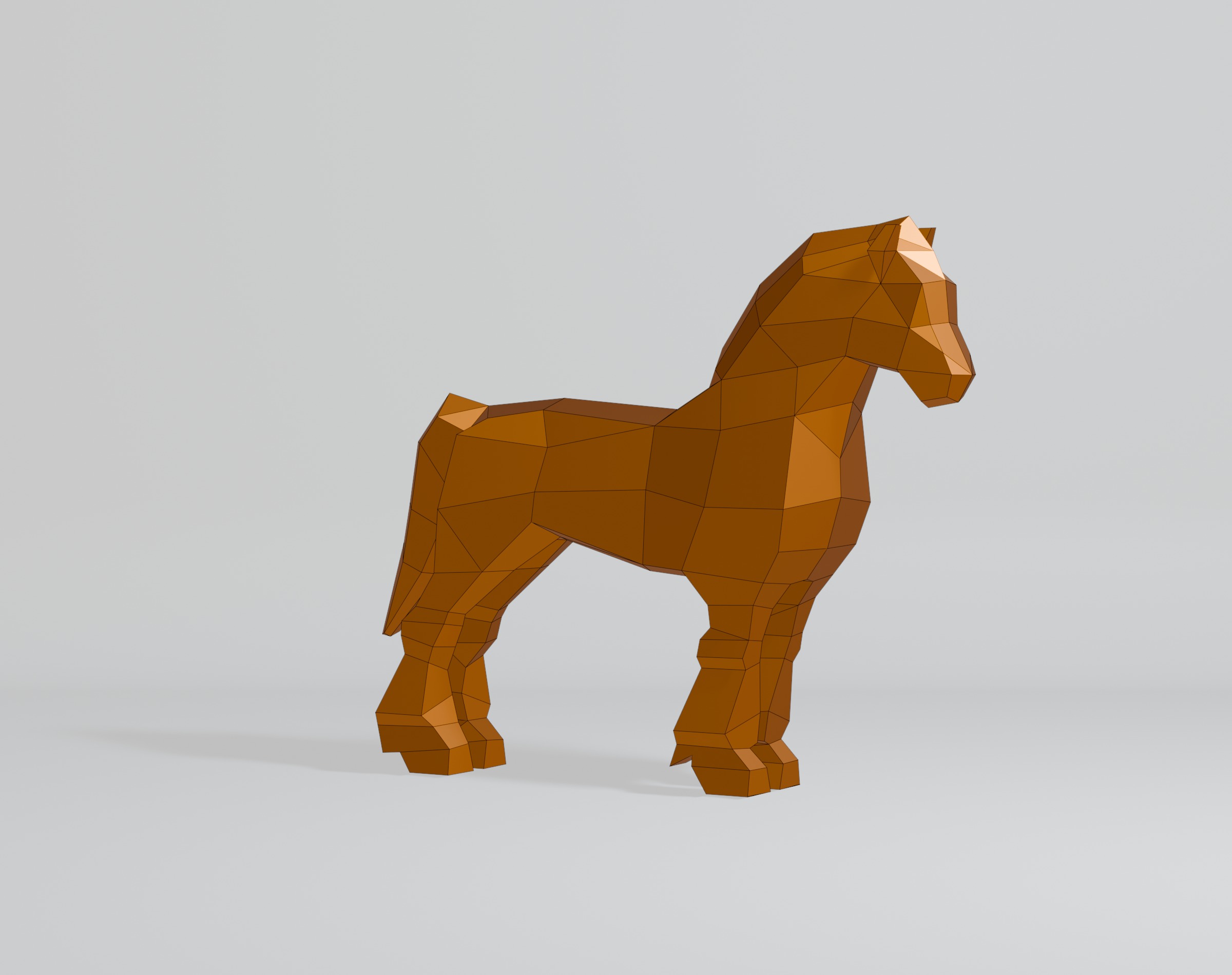 Polygonal Shire Horse 3D model_5