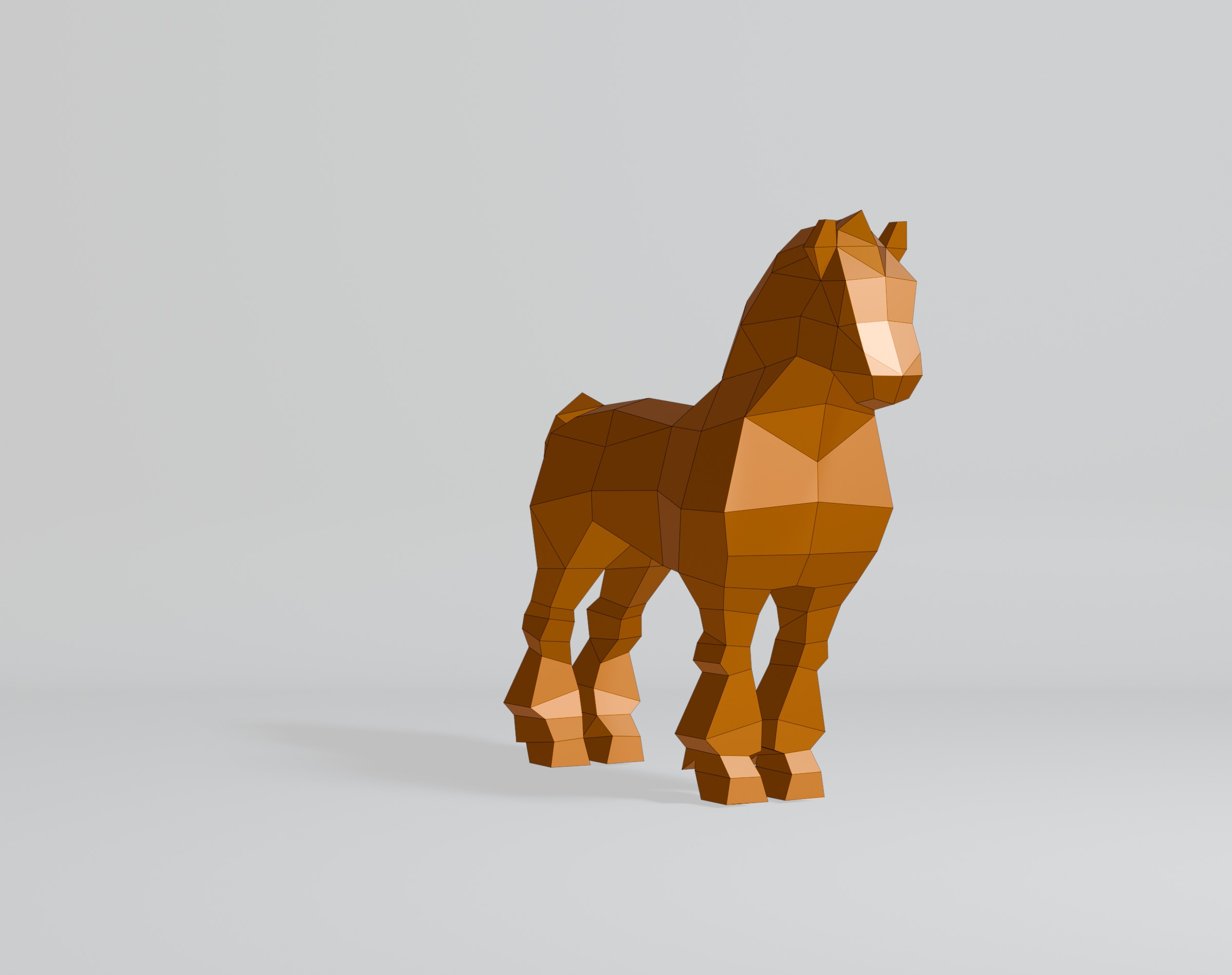 Polygonal Shire Horse 3D model_4