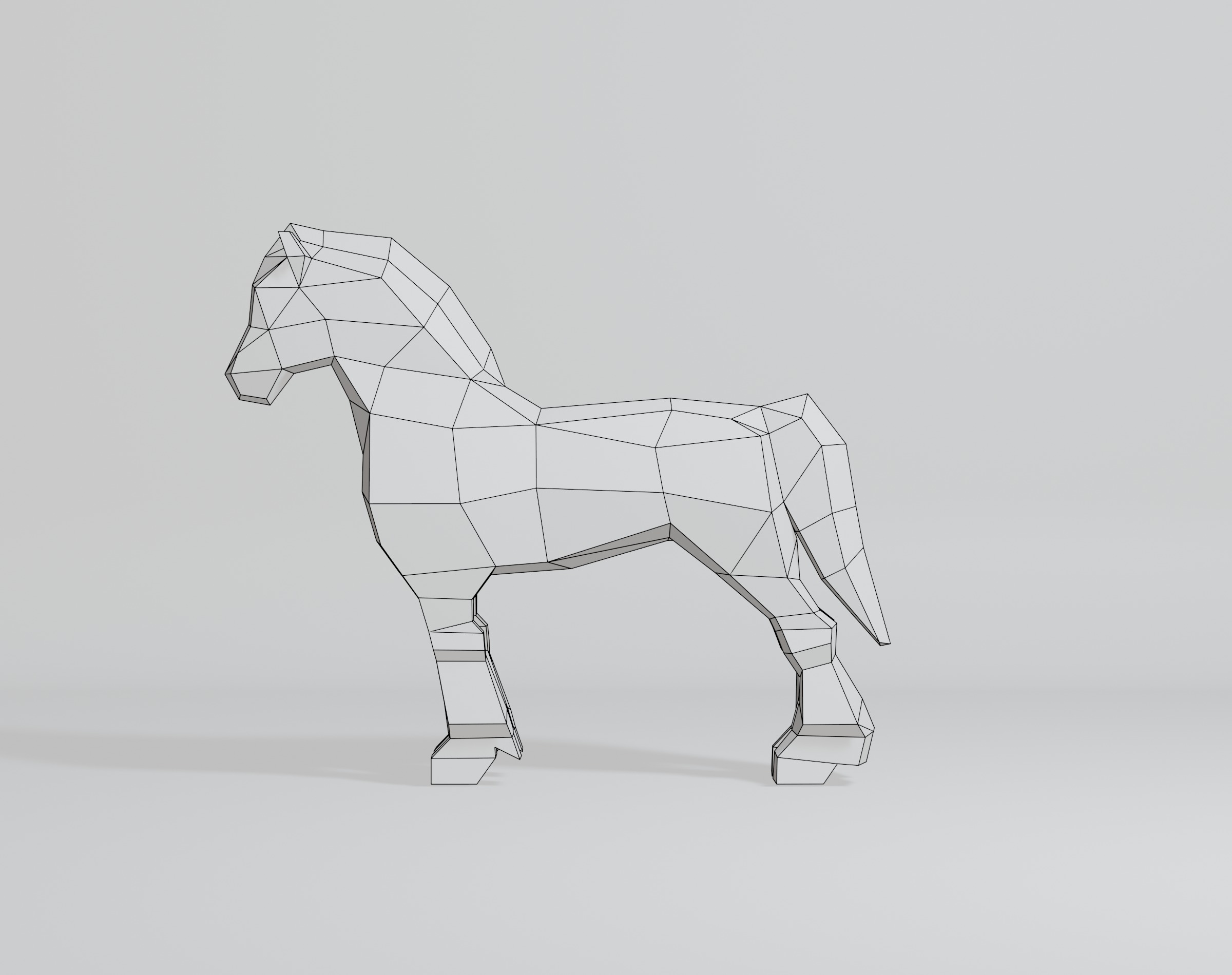 Polygonal Shire Horse 3D model_12