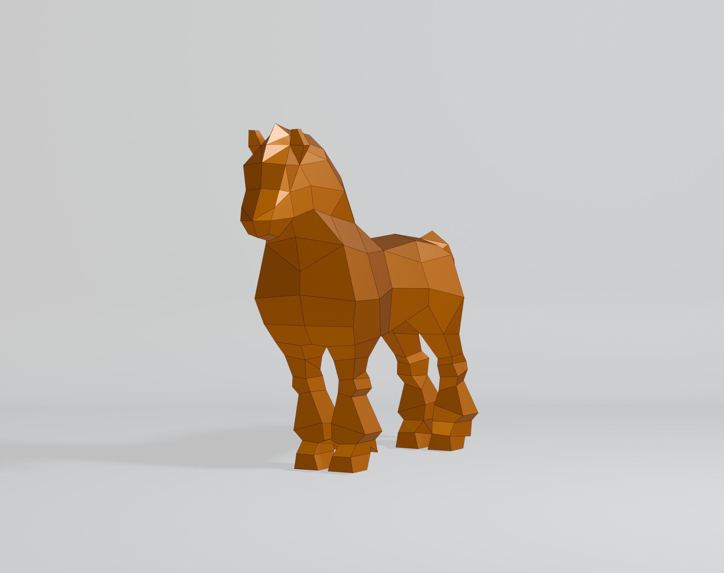 Polygonal Shire Horse 3D model_2