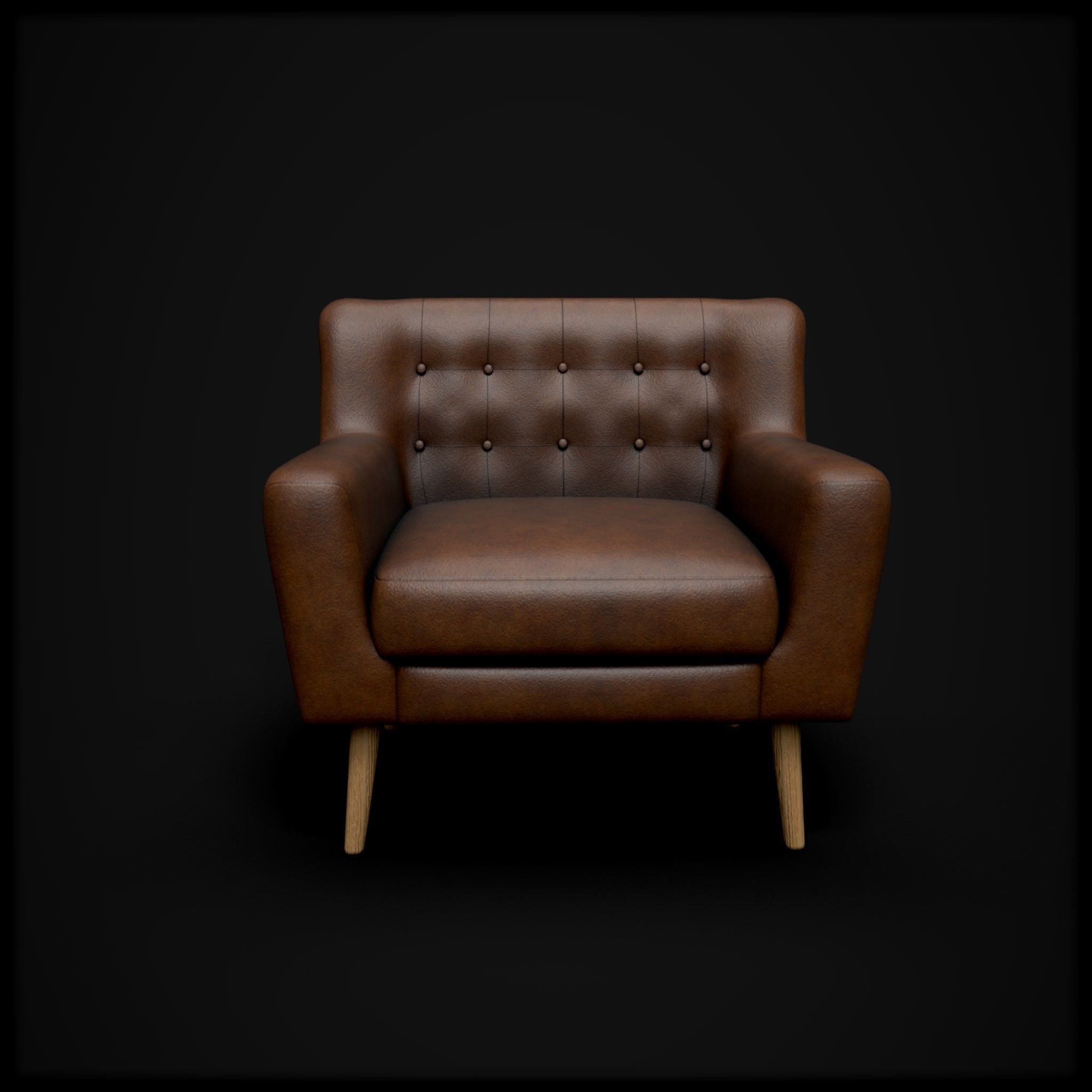 Tufted chair Low-poly 3D model_6