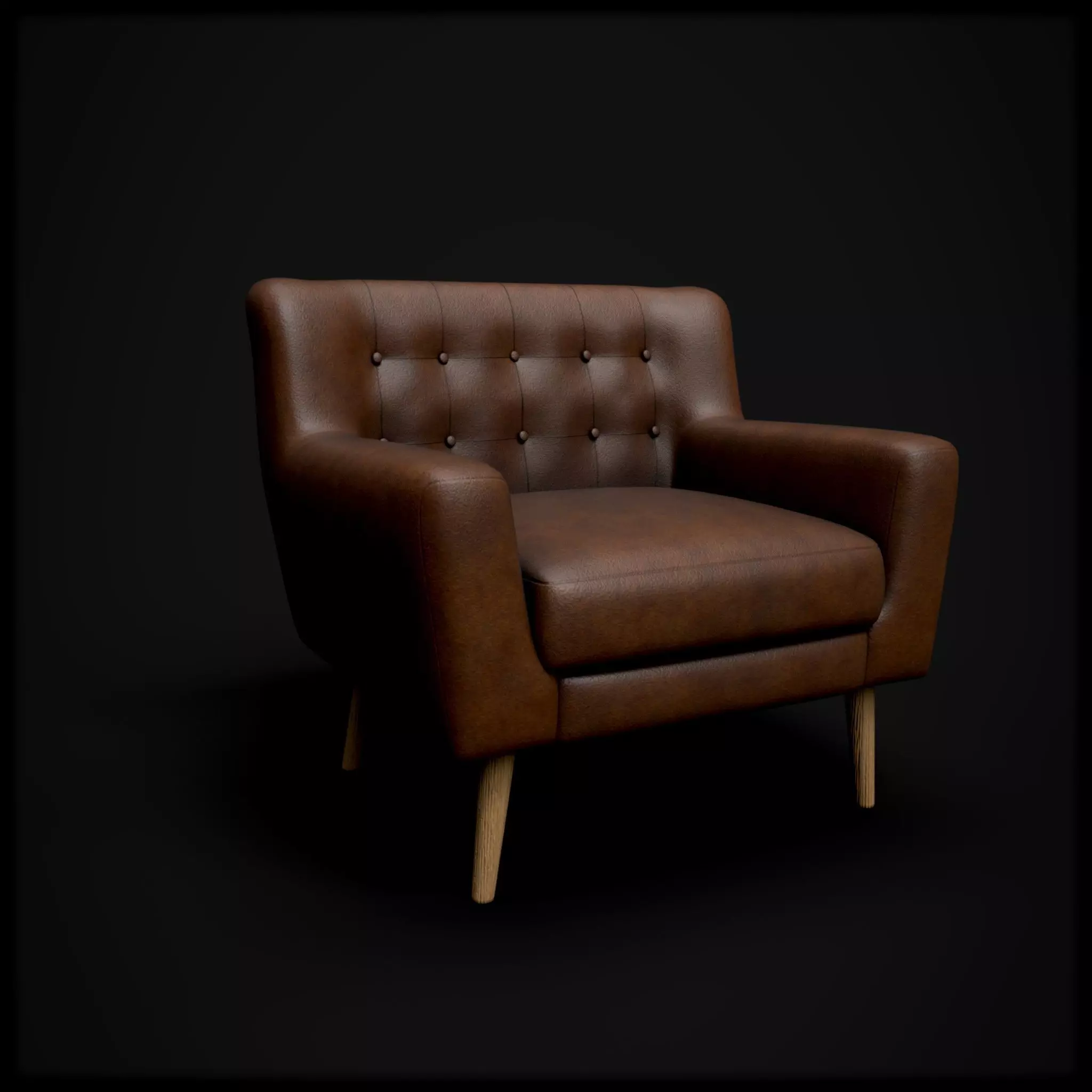Tufted chair Low-poly 3D model_0