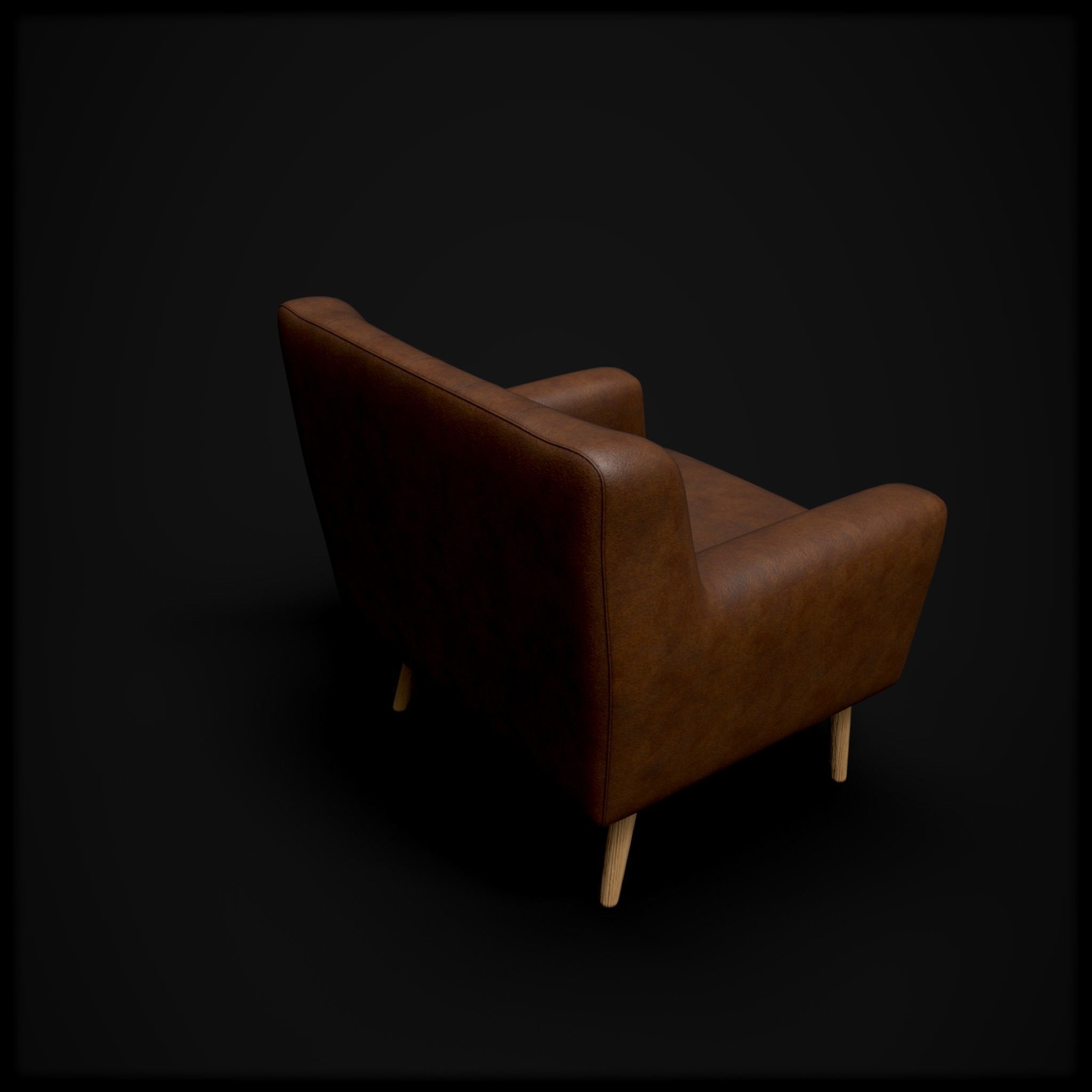 Tufted chair Low-poly 3D model_7