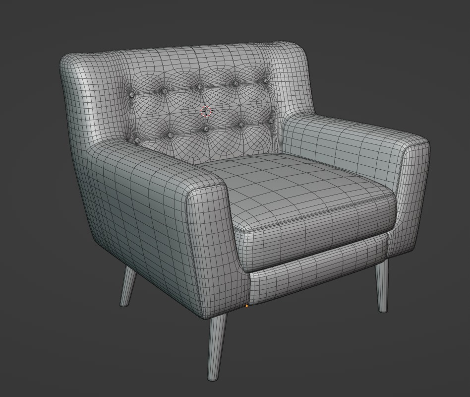 Tufted chair Low-poly 3D model_10