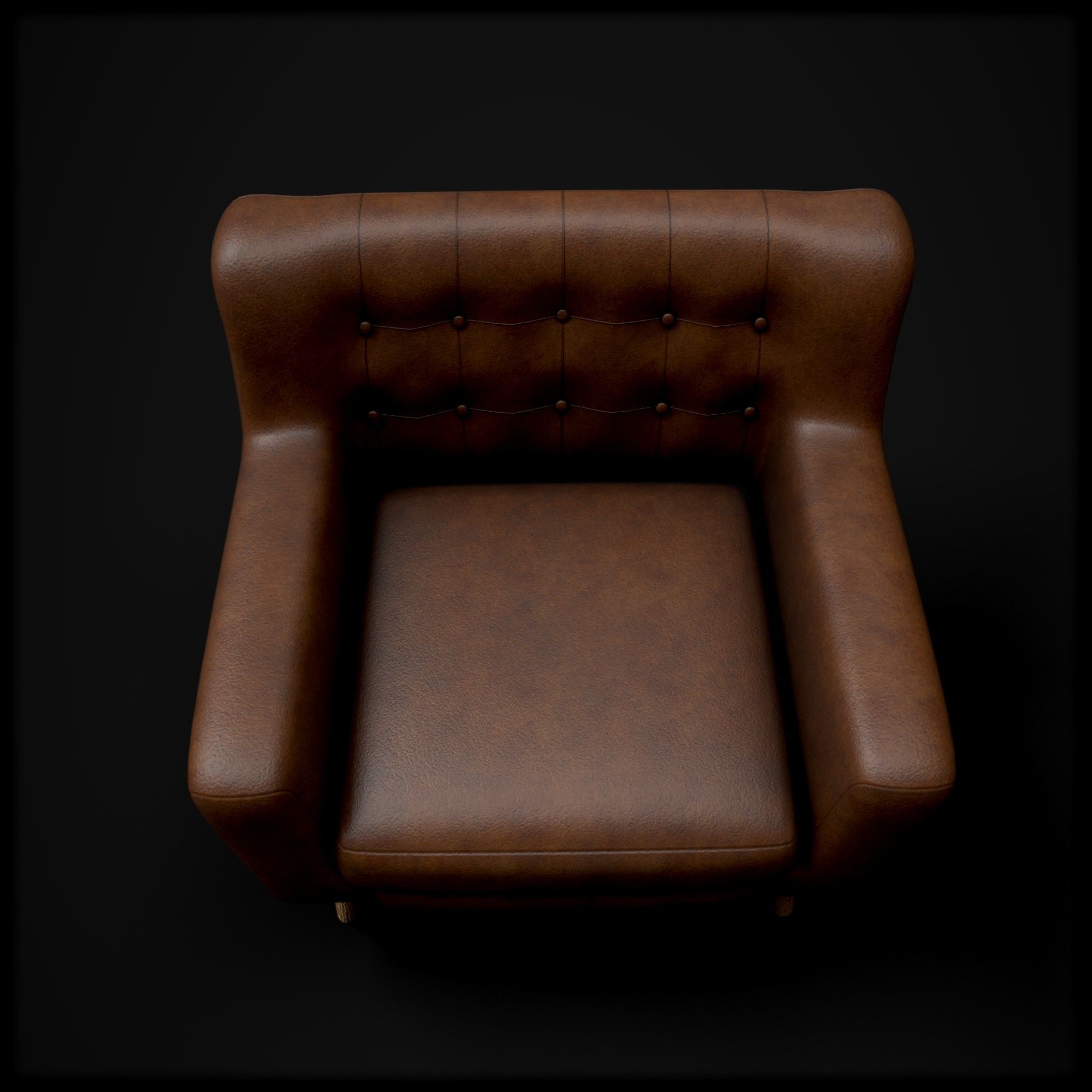 Tufted chair Low-poly 3D model_8