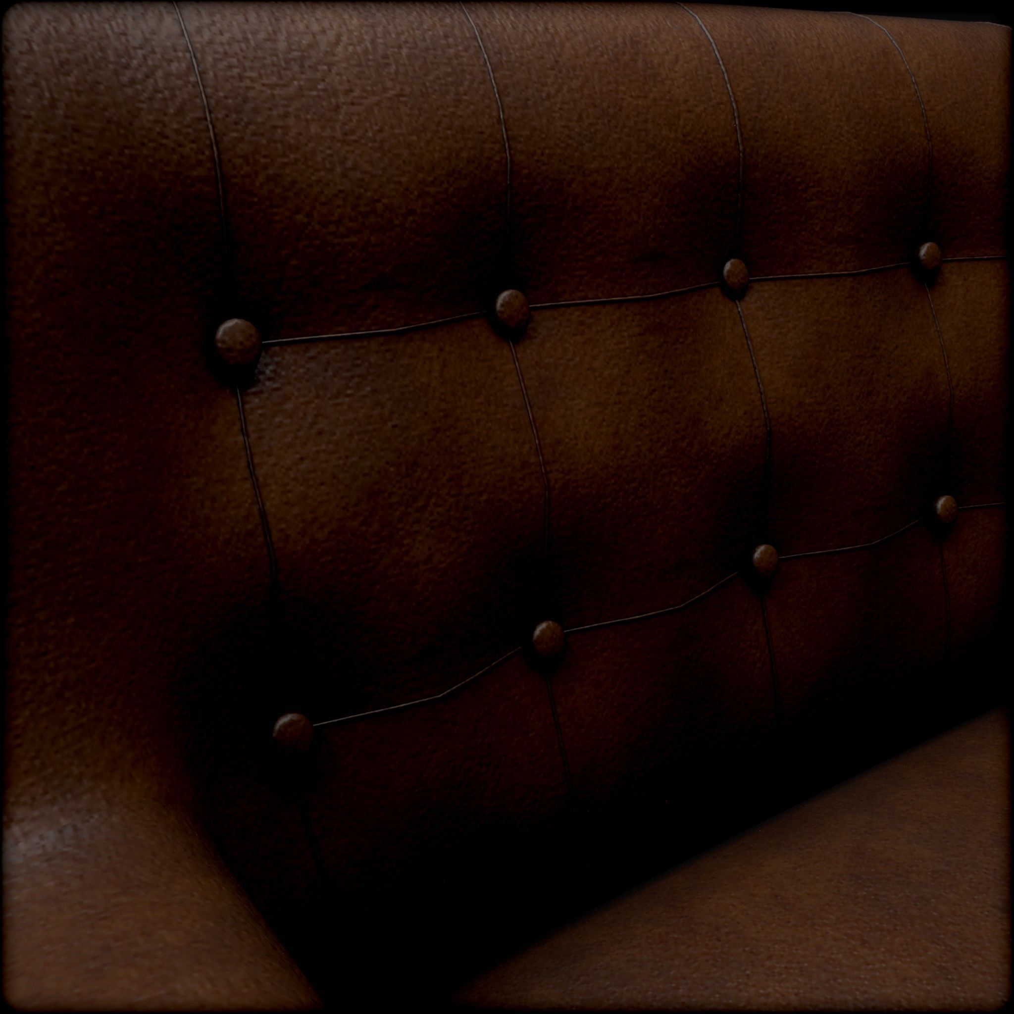 Tufted chair Low-poly 3D model_9