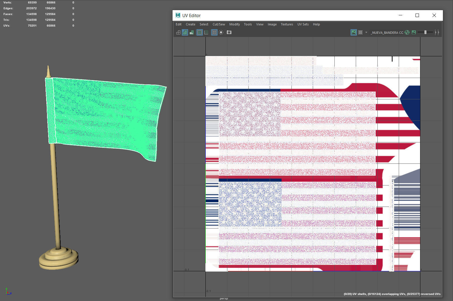 American Flag on a Pole 3D model_9