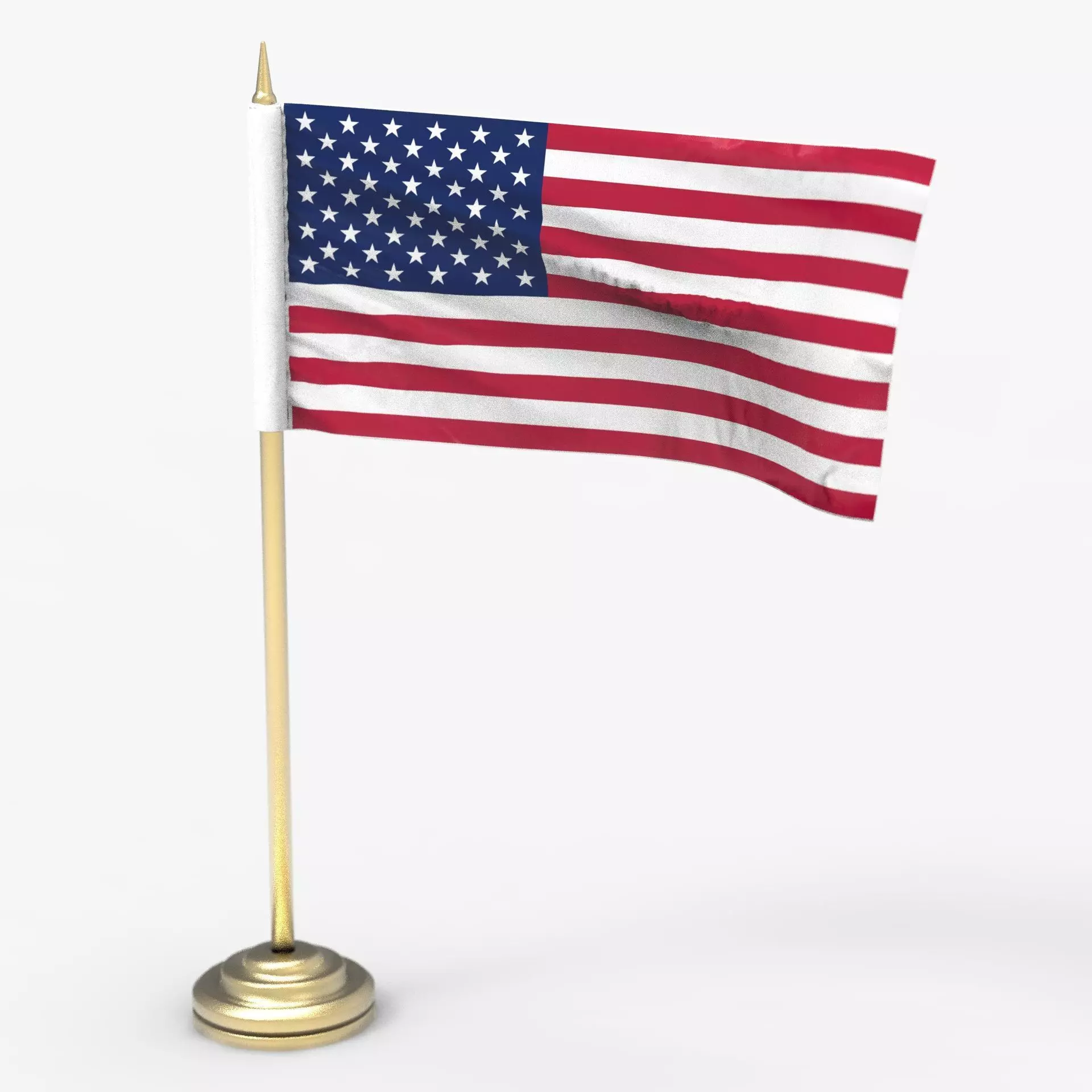 American Flag on a Pole 3D model_0