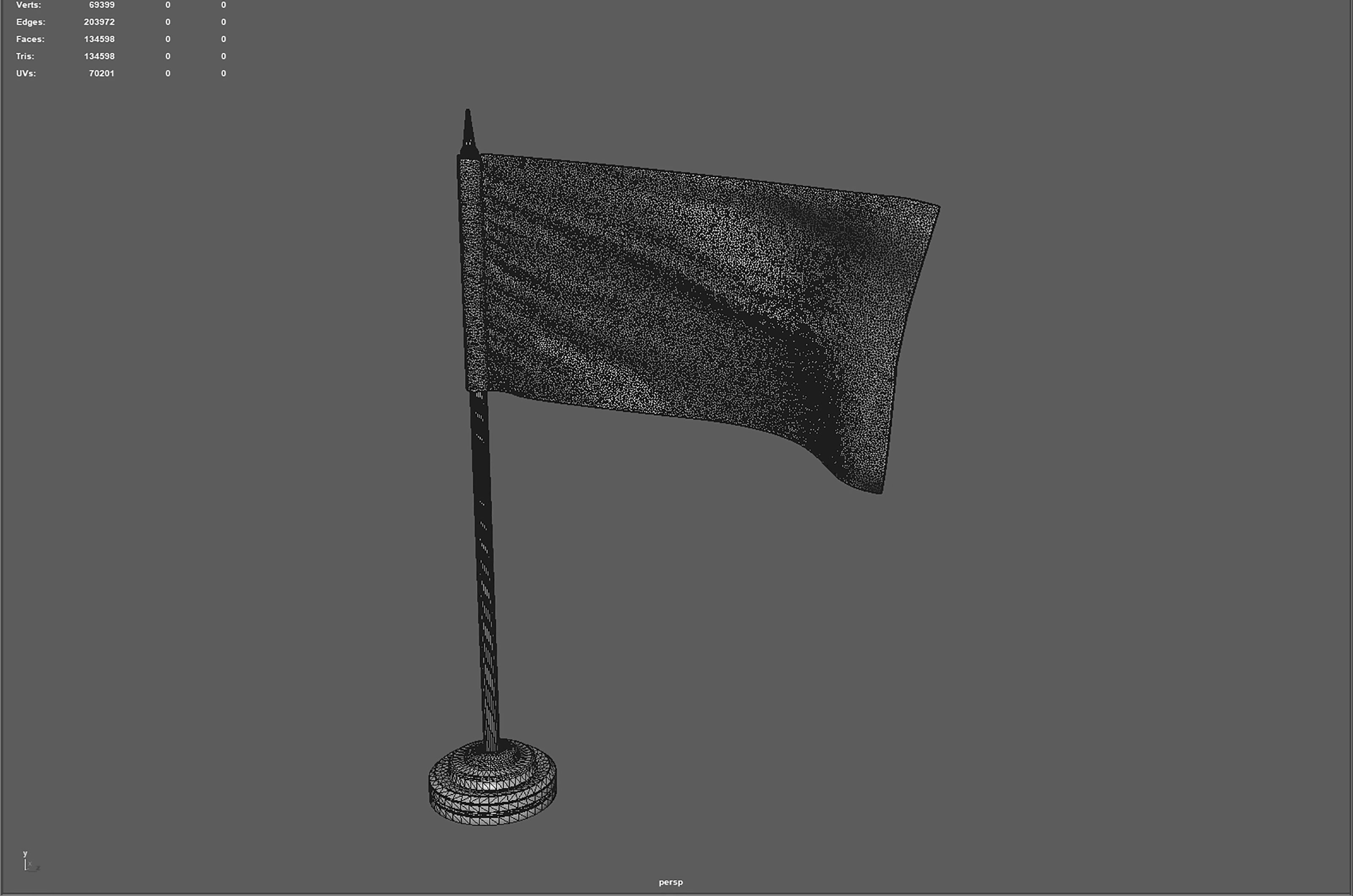 American Flag on a Pole 3D model_10