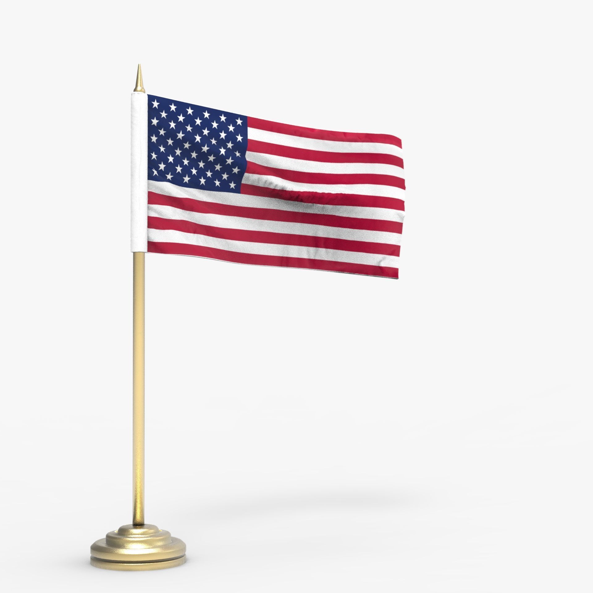 American Flag on a Pole 3D model_2