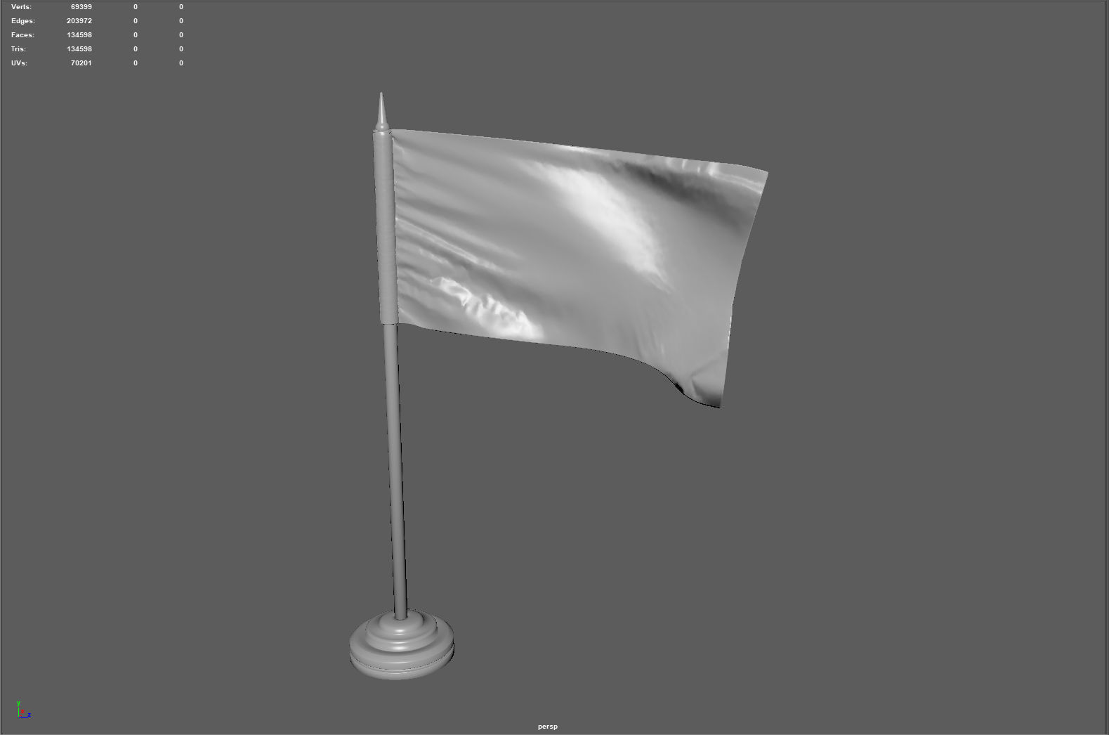 American Flag on a Pole 3D model_4