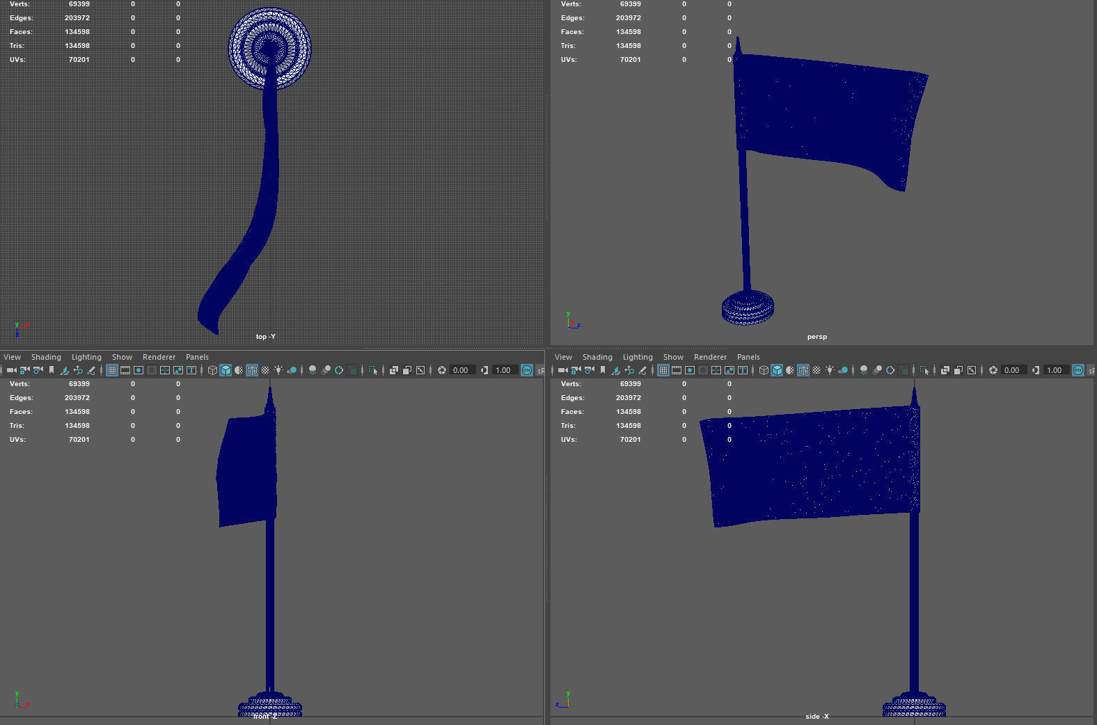 American Flag on a Pole 3D model_8