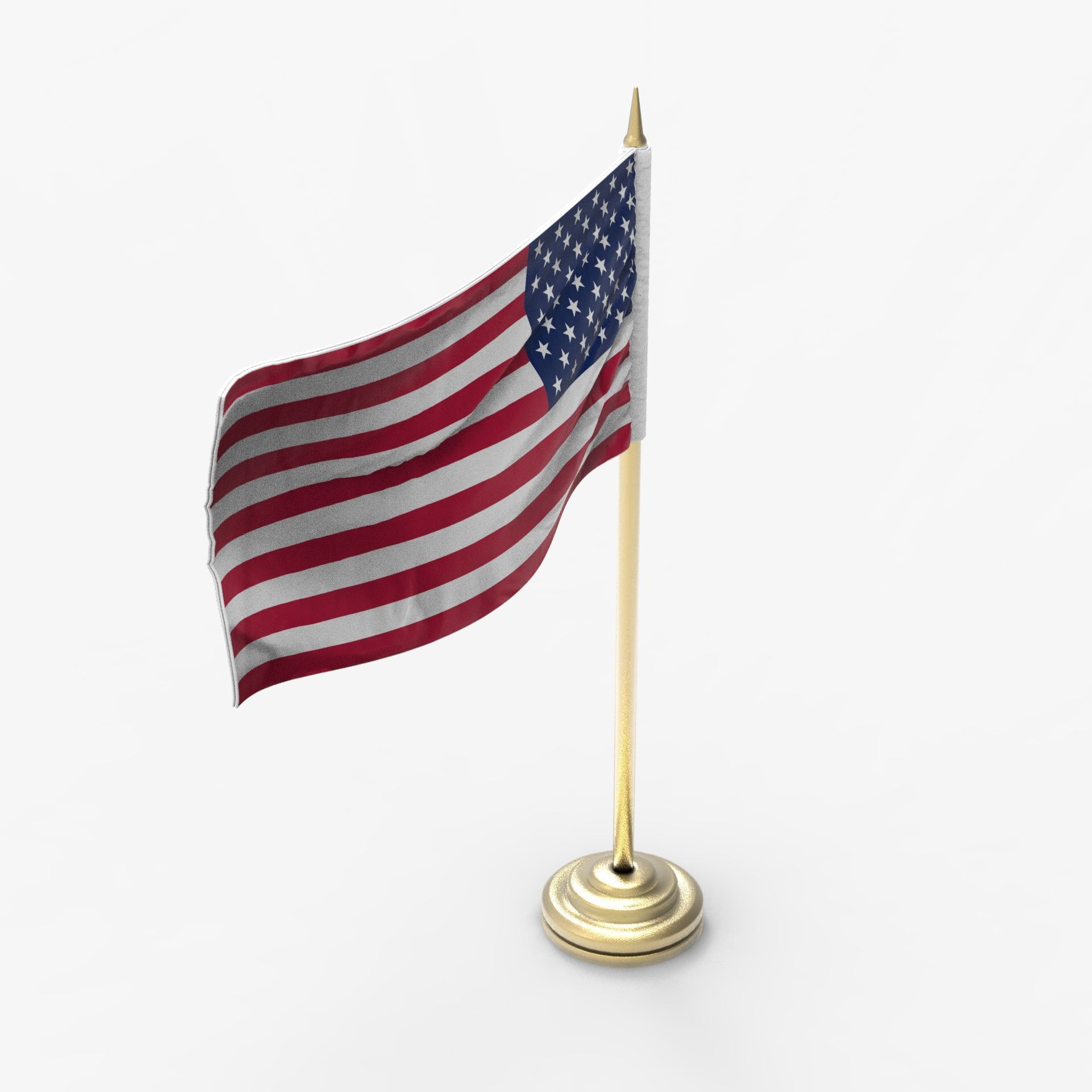American Flag on a Pole 3D model_1