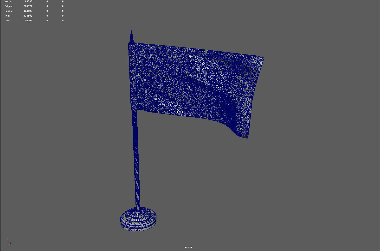 American Flag on a Pole 3D model_5
