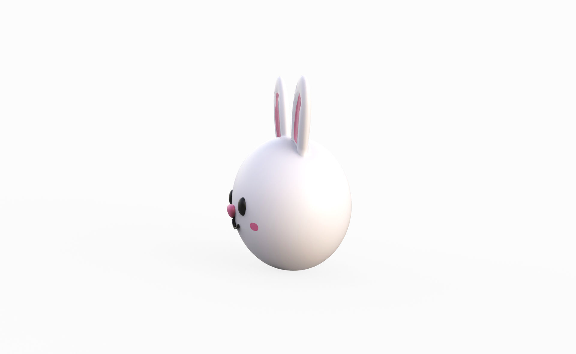 Cartoon Rabbit Head  Low-poly 3D model_3