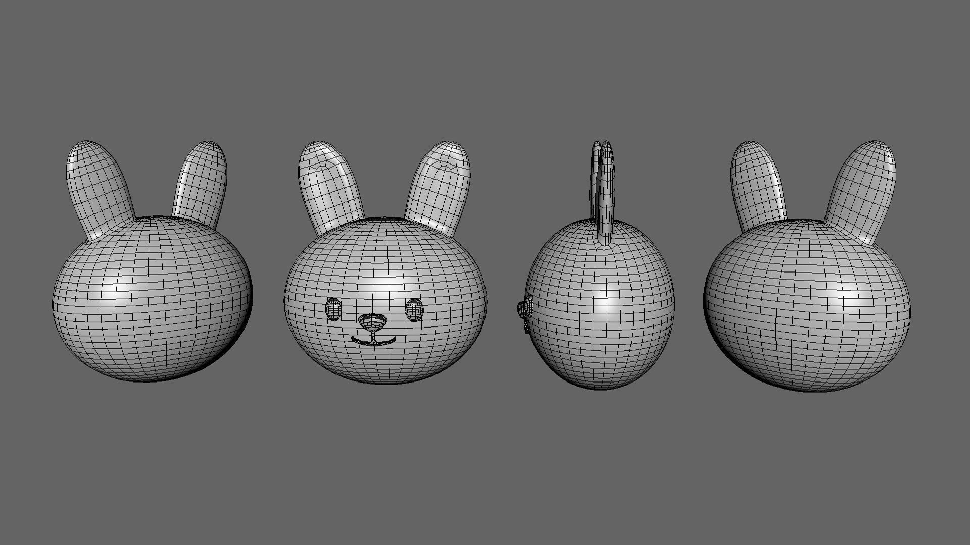 Cartoon Rabbit Head  Low-poly 3D model_9